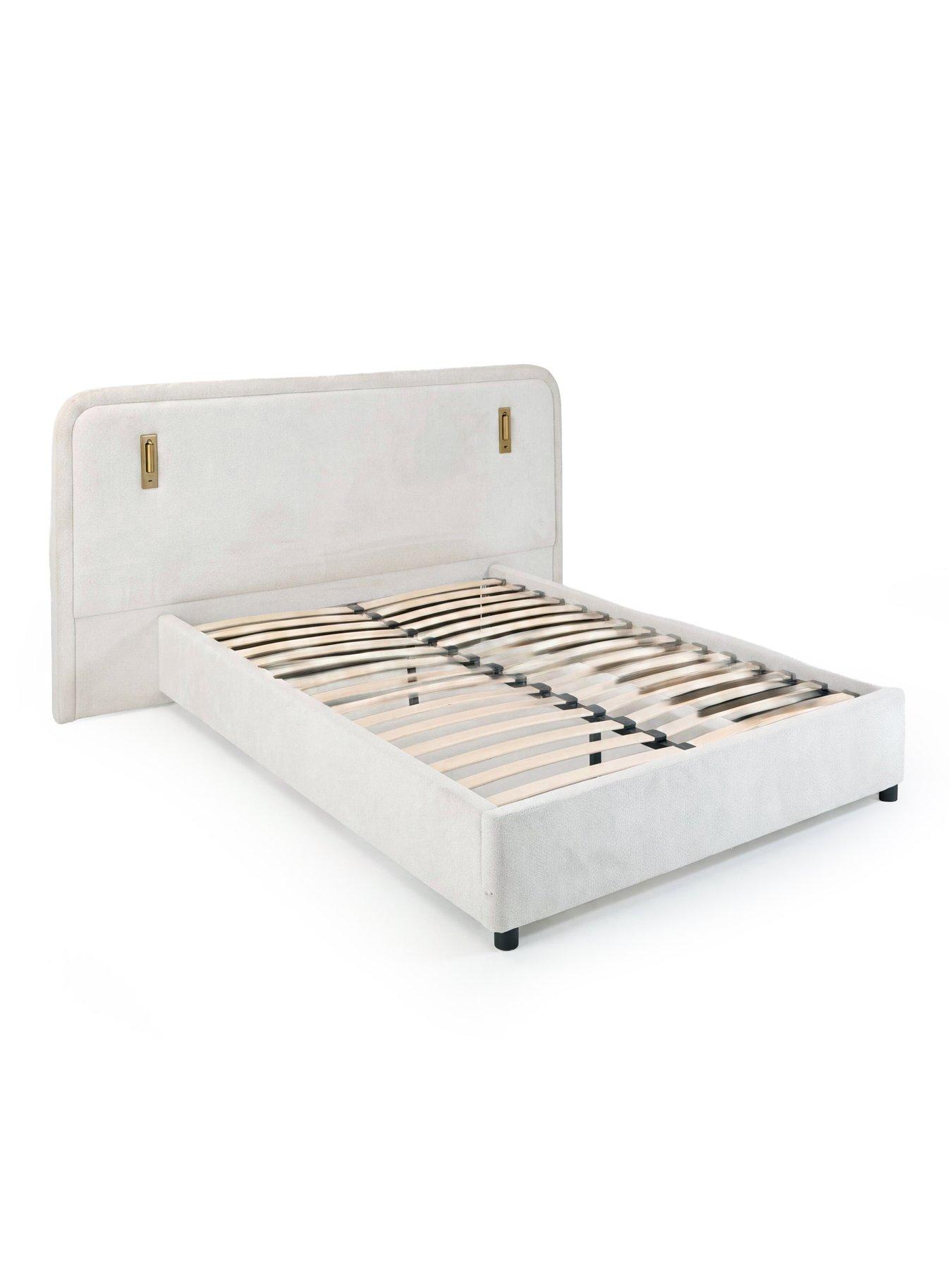 Image 4 of 7 of The Very Collection Konrad Oversize Headboard Bed with Lights with Mattress Options (Buy &amp; SAVE!)&nbsp;- Natural -&nbsp;FSC&reg; Certified