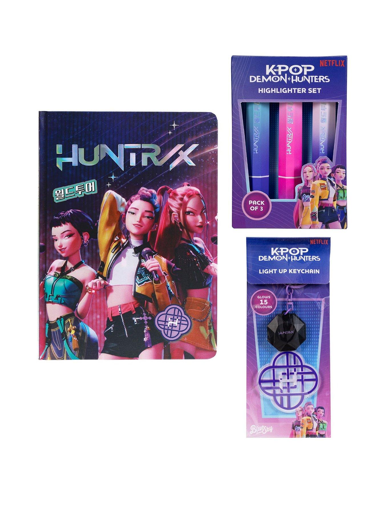 Image 1 of 5 of K-Pop Demon Hunters Notebook, Highlighters, and Light up Keychain Bundle