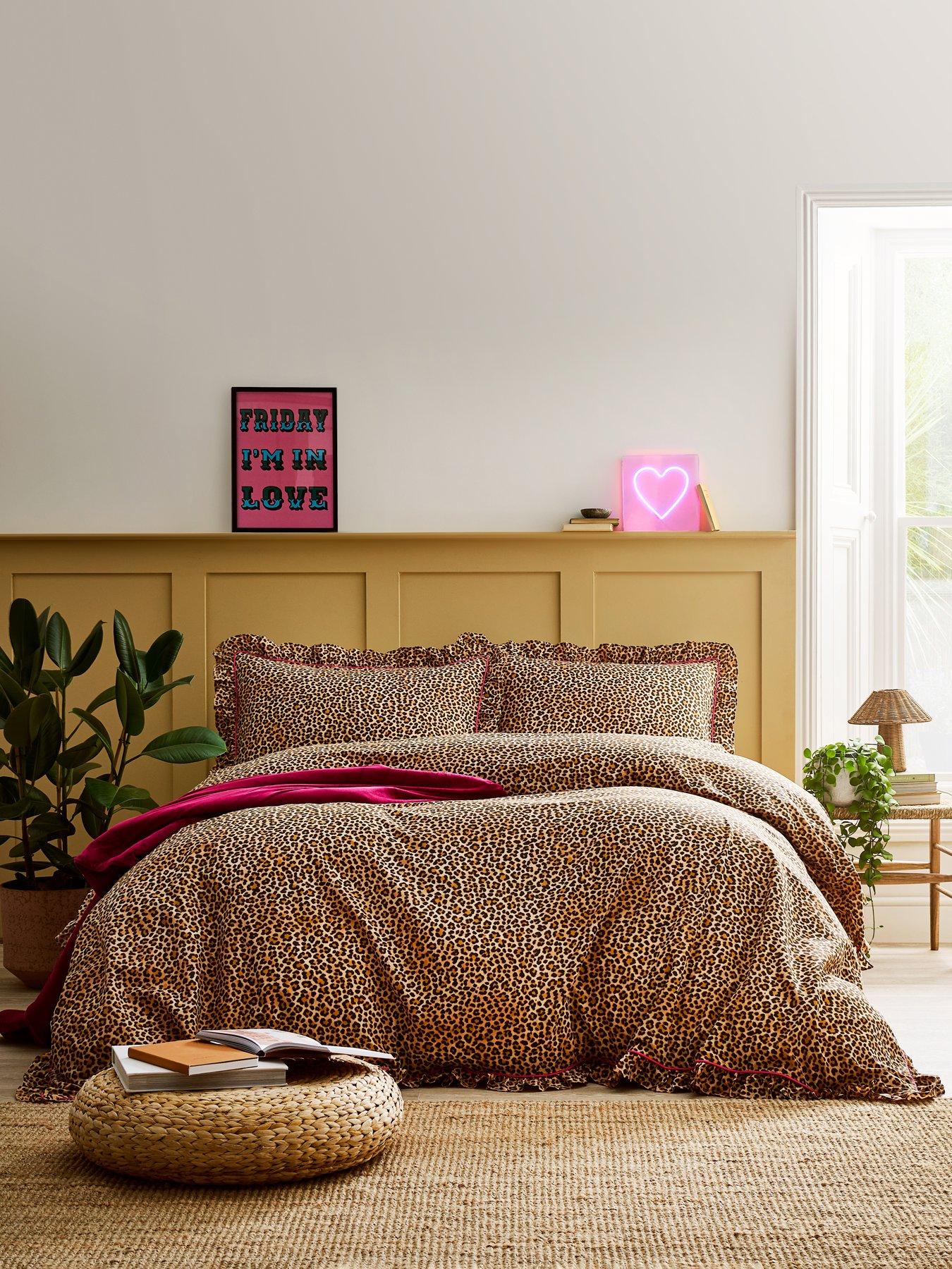 Image 1 of 4 of Copenhagen Home Frilled Leopard Duvet Set