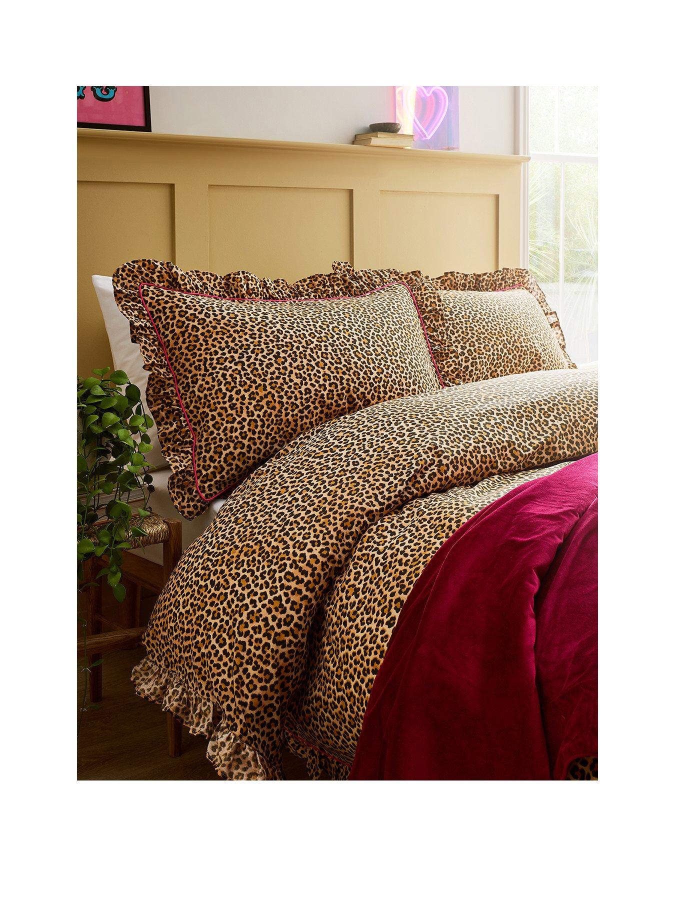 Image 2 of 4 of Copenhagen Home Frilled Leopard Duvet Set