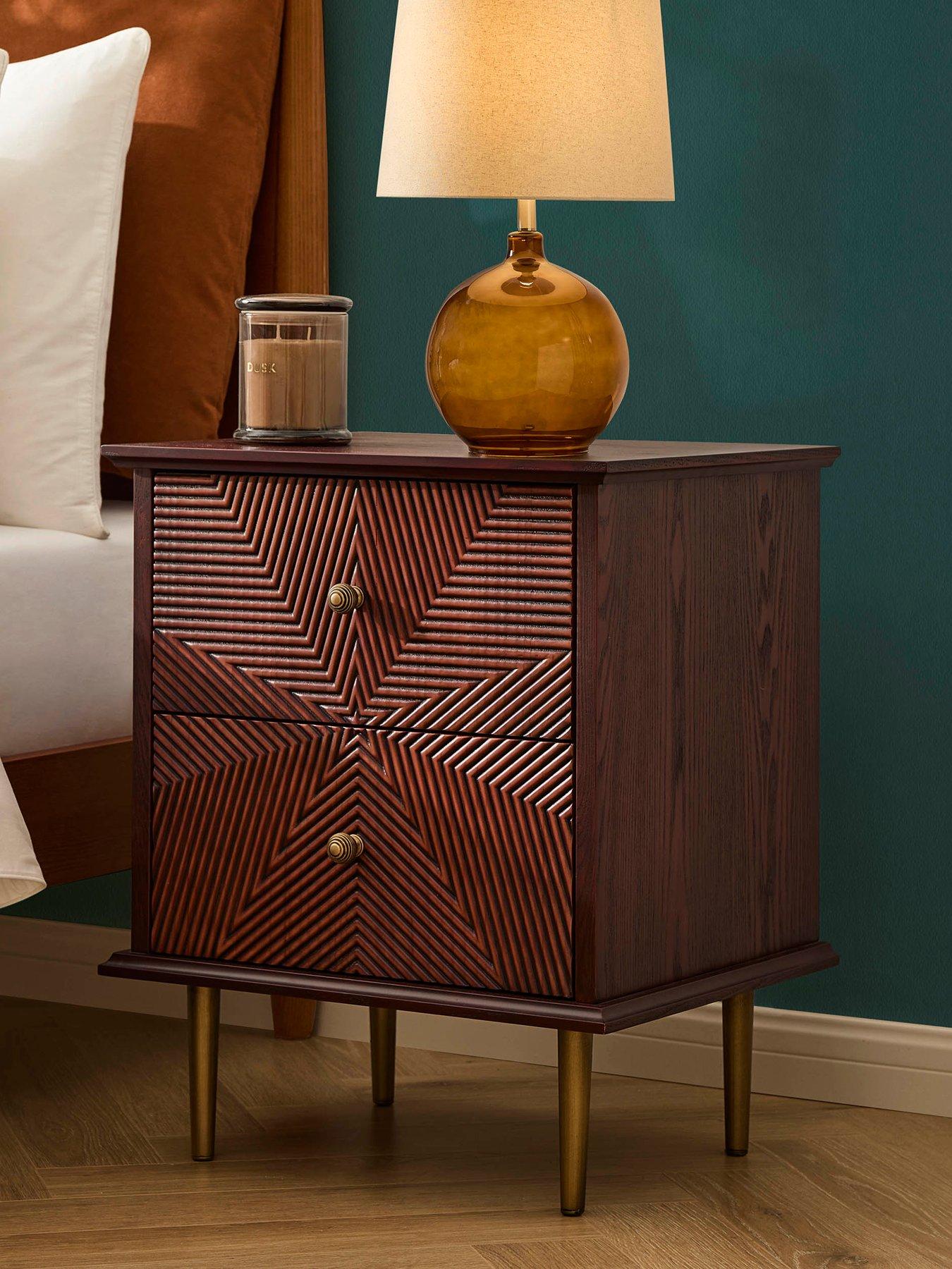 Dusk Georgie 2 Drawer Bedside Table  - Mahogony