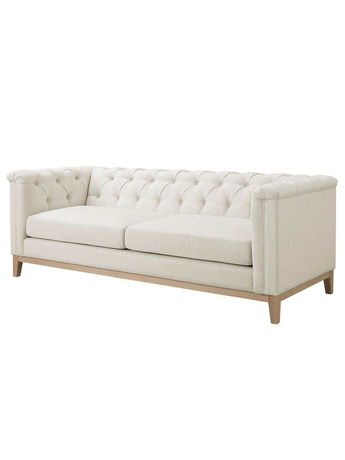 Image 3 of 7 of Dusk Chesterfield Linen 3 Seater Sofa - Cream Linen