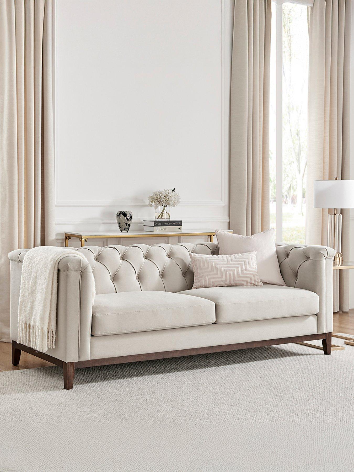 Dusk Chesterfield 3 Seater Sofa - Stone