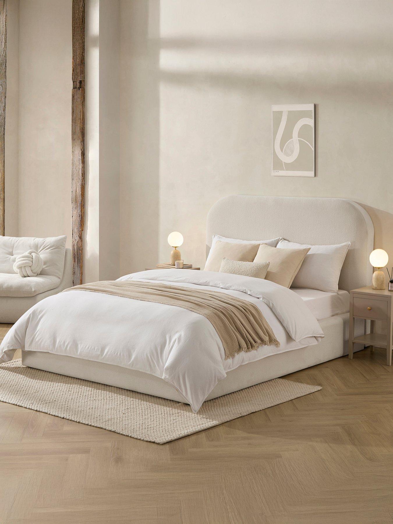 Dusk Aintree Ottoman Storage Bed - Double - Teddy Cream