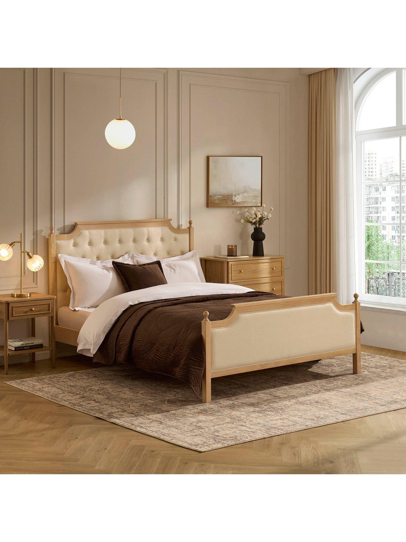 Image 3 of 7 of Dusk Luxor Bed Frame - Double - Cream Linen