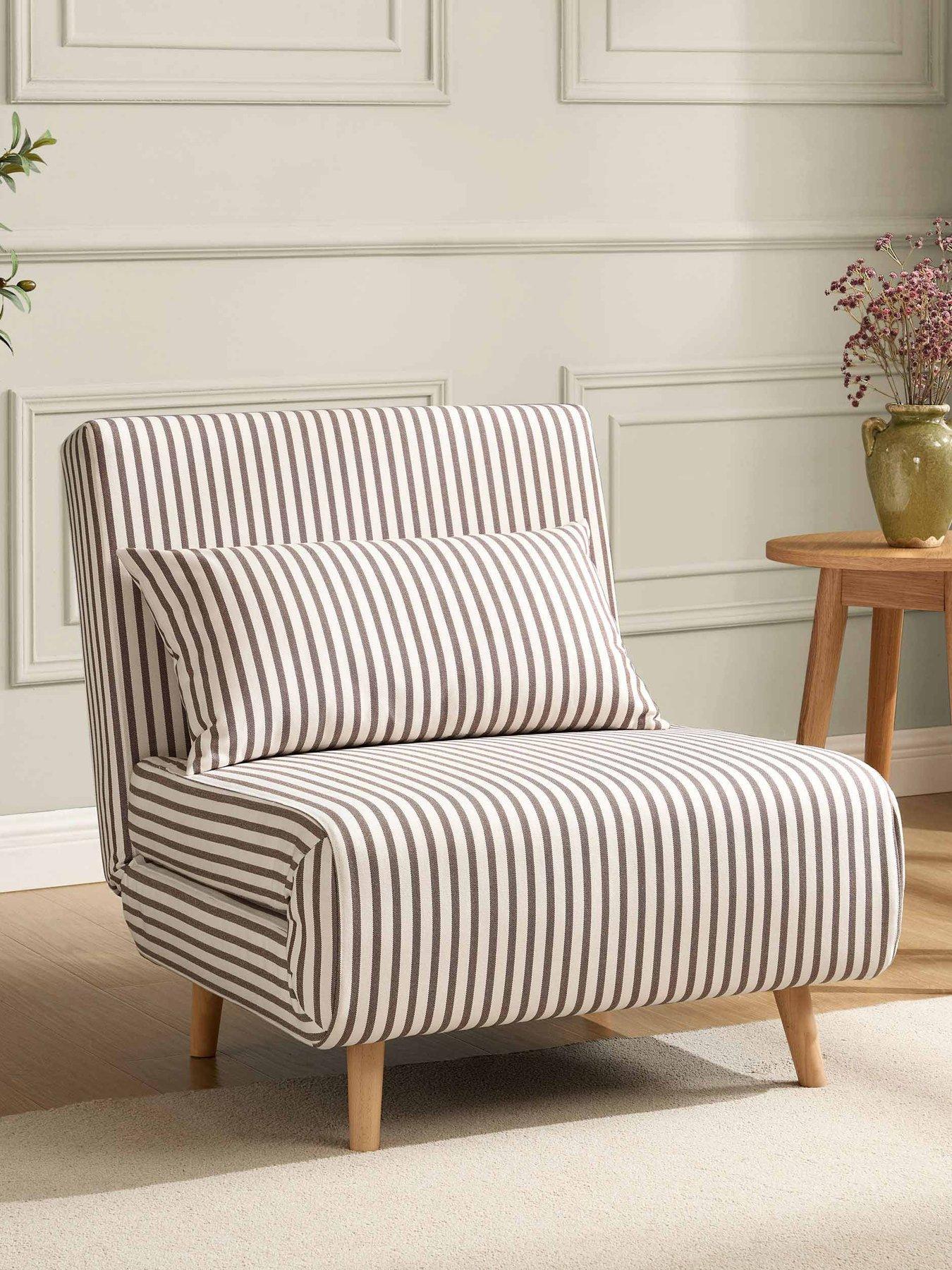 Dusk Seattle Chocolate Stripe Sofa Bed - Single