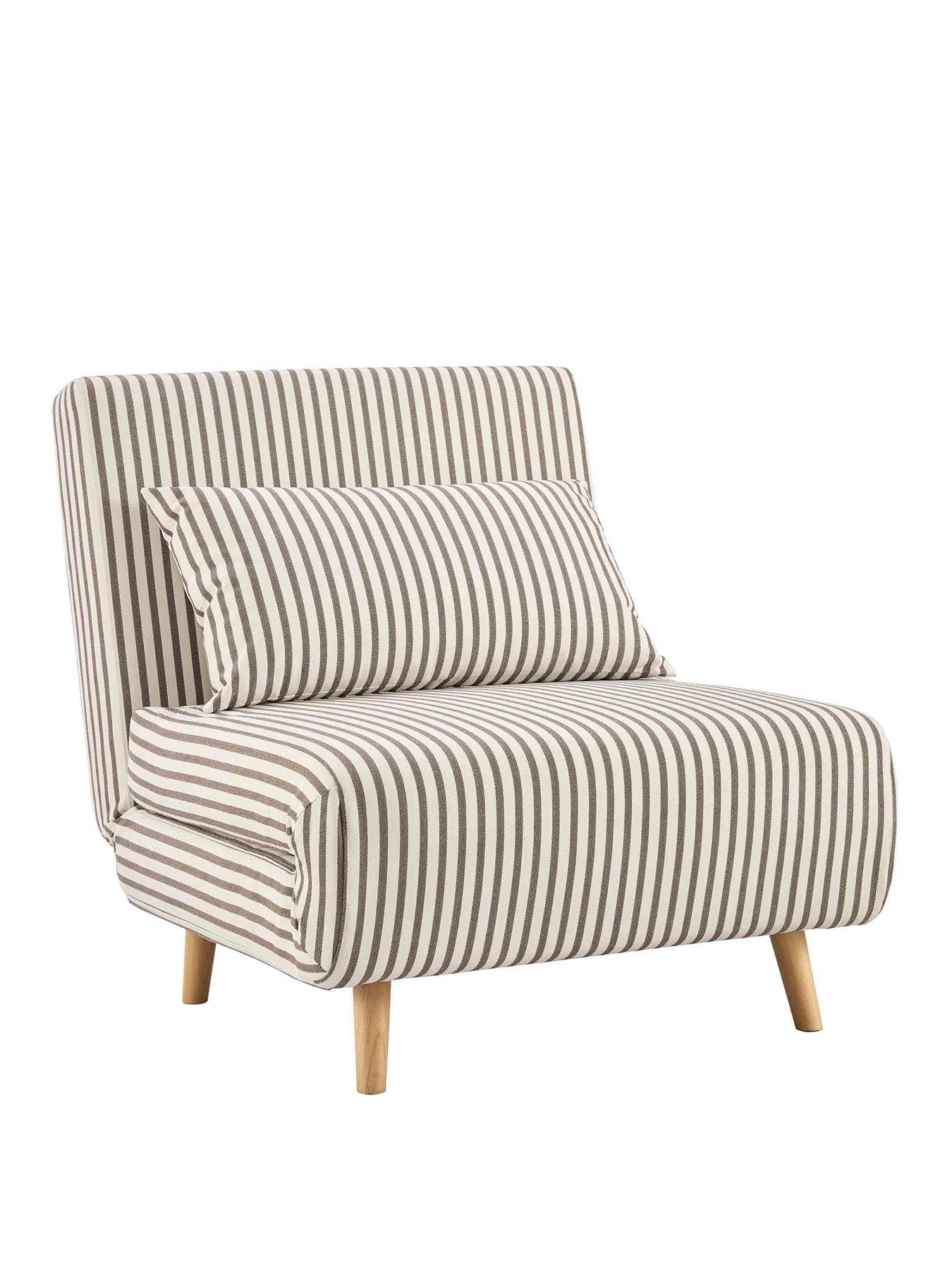 Image 2 of 7 of Dusk Seattle Chocolate Stripe Sofa Bed - Single
