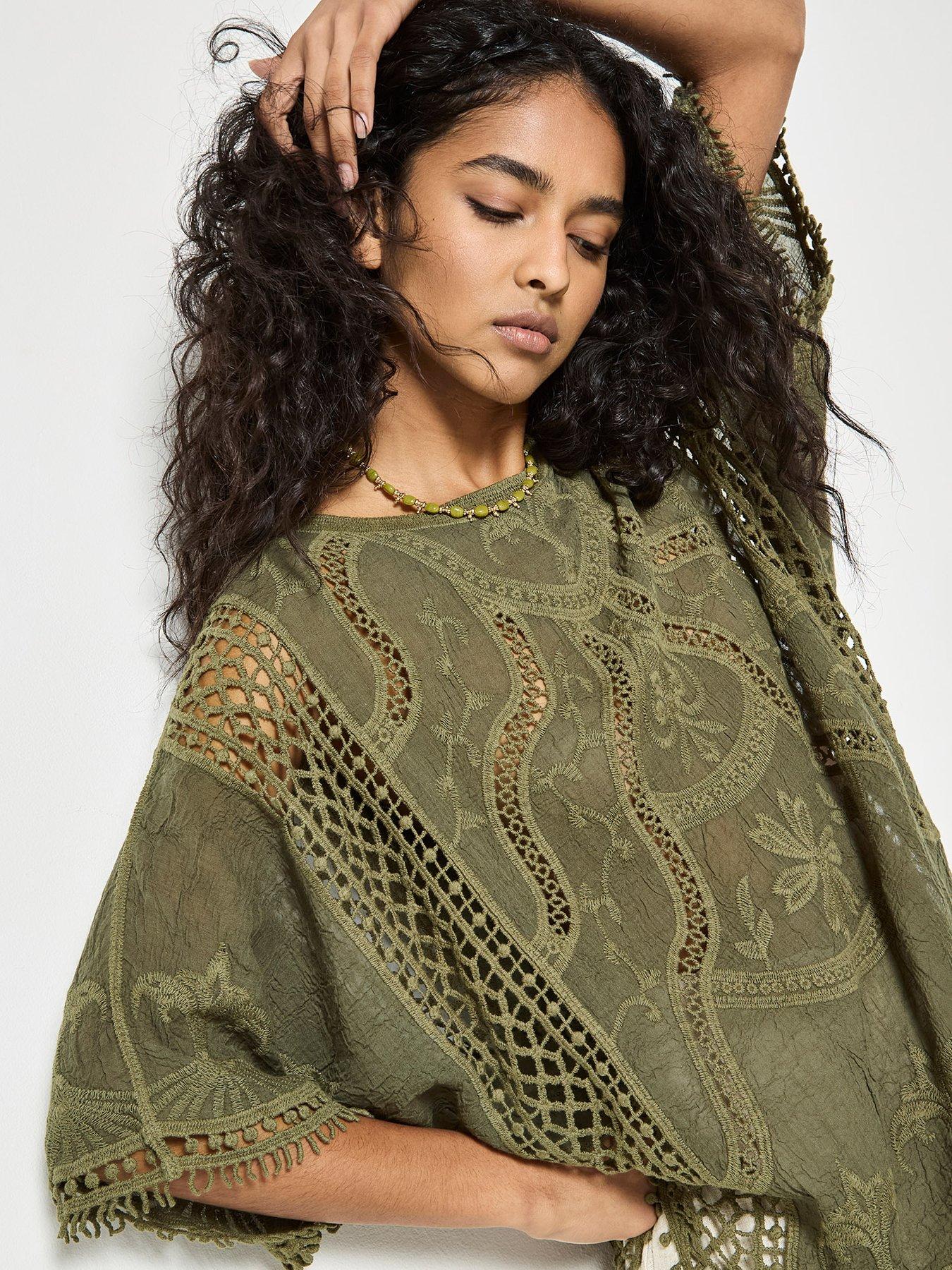 Image 4 of 4 of Apricot Apricot Embroidered Cotton Crochet Top