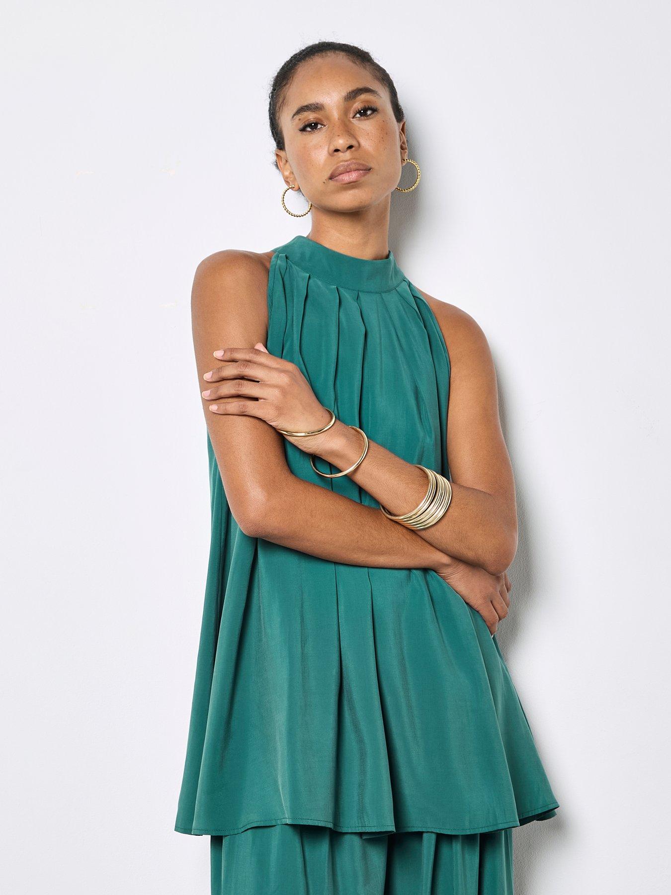 Apricot Apricot Pleat Detail Tunic Top