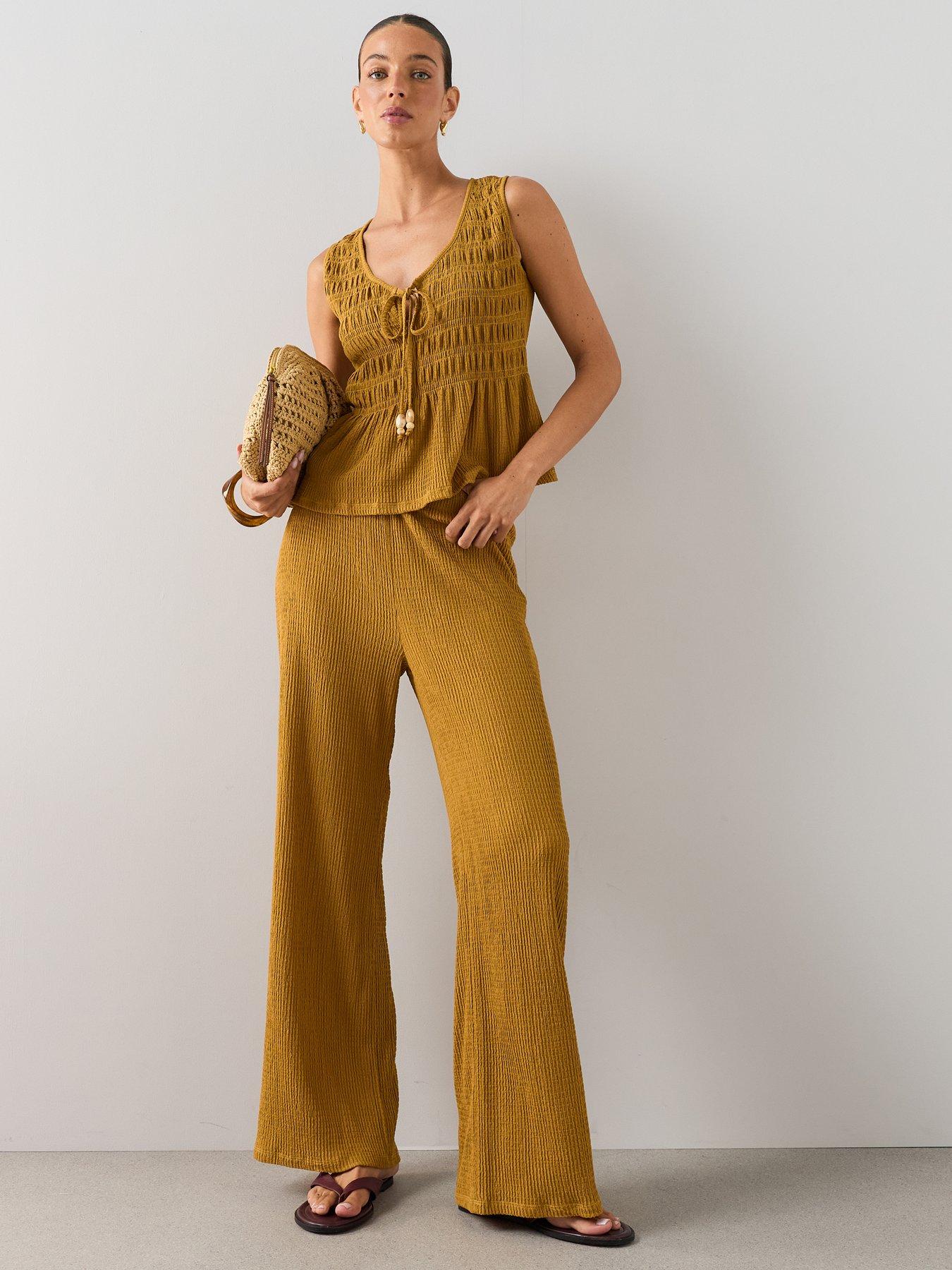 Image 3 of 7 of The Very Collection Shirred Bead Trim Co-ord Top- Yellow
