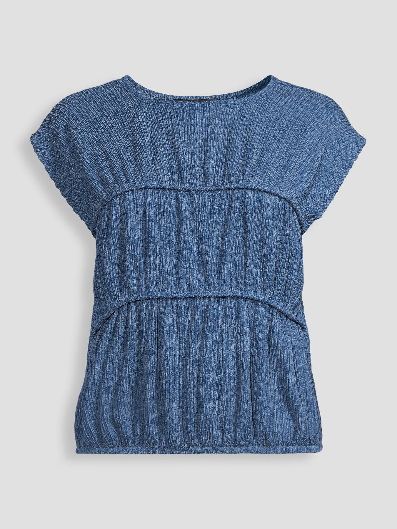 Image 7 of 7 of The Very Collection Bubble Hem Co-ord Top- Blue