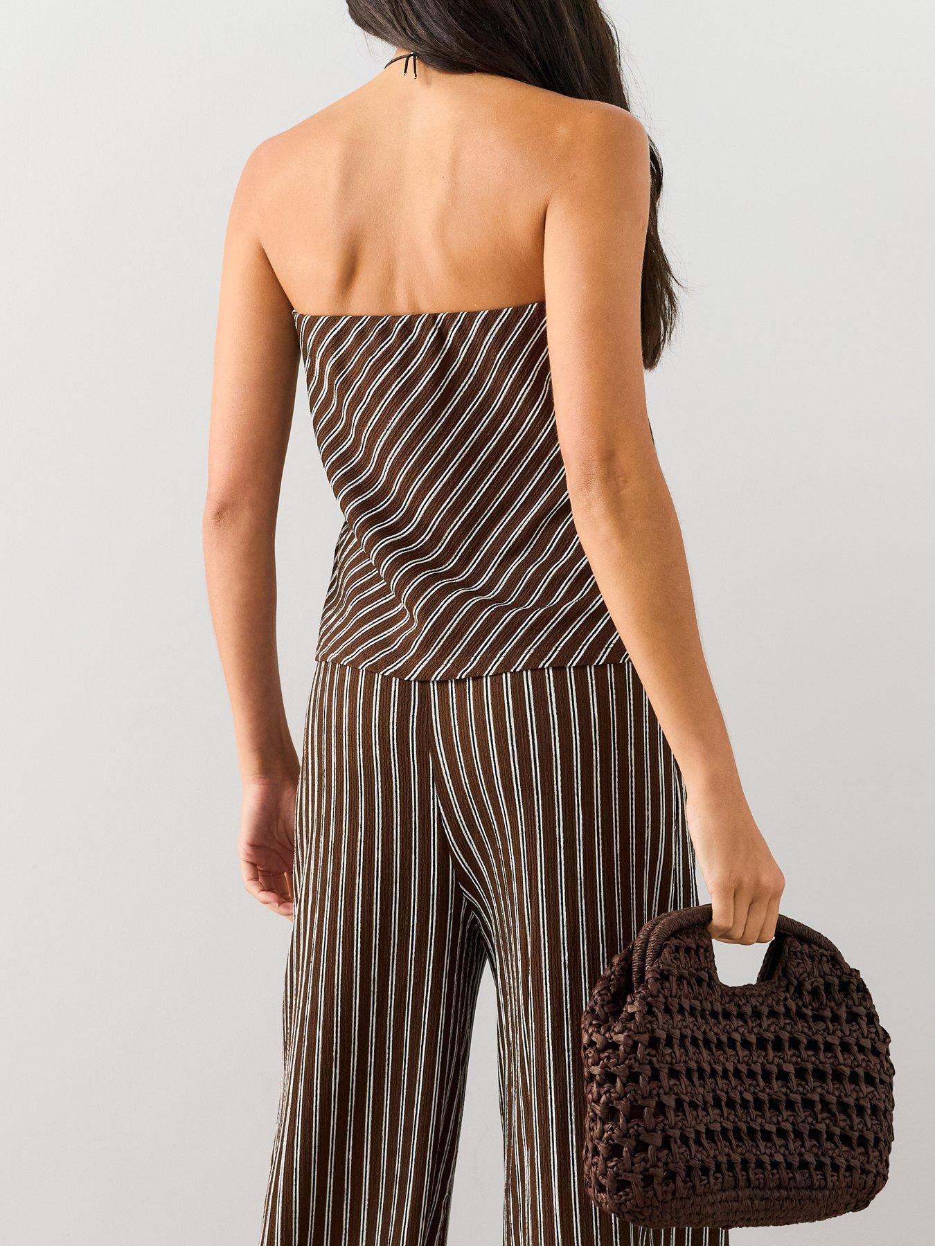 Image 2 of 7 of The Very Collection Textured Bandeau Co-ord Top - Stripe