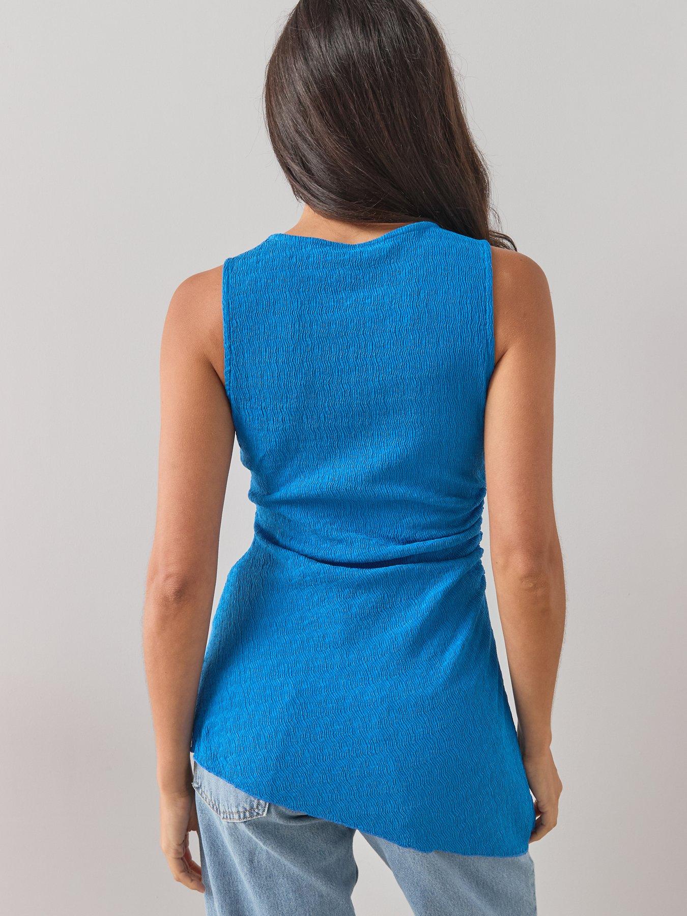 Image 2 of 6 of The Very Collection Longline Asymmetric Tunic Top- Blue