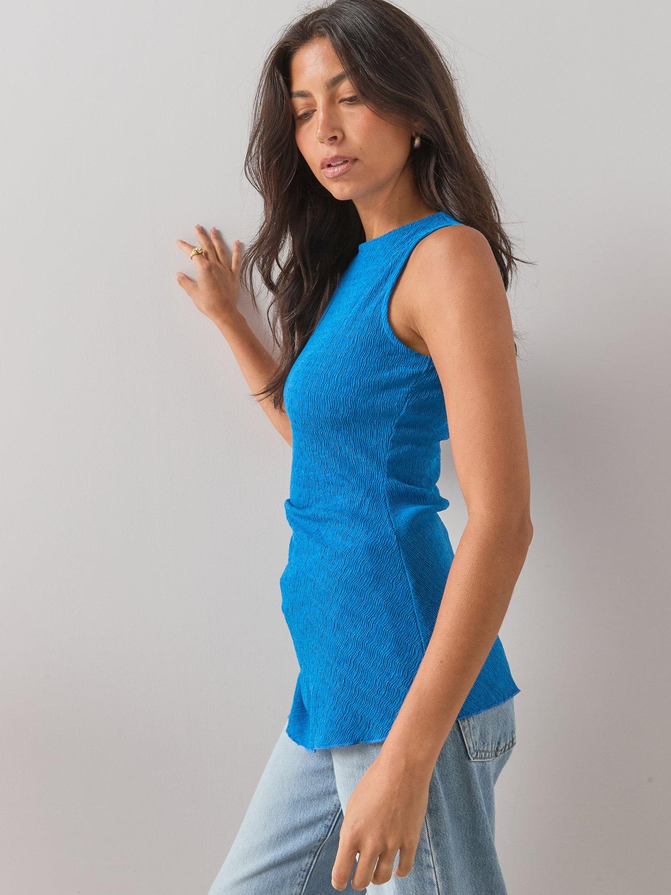 Image 4 of 6 of The Very Collection Longline Asymmetric Tunic Top- Blue
