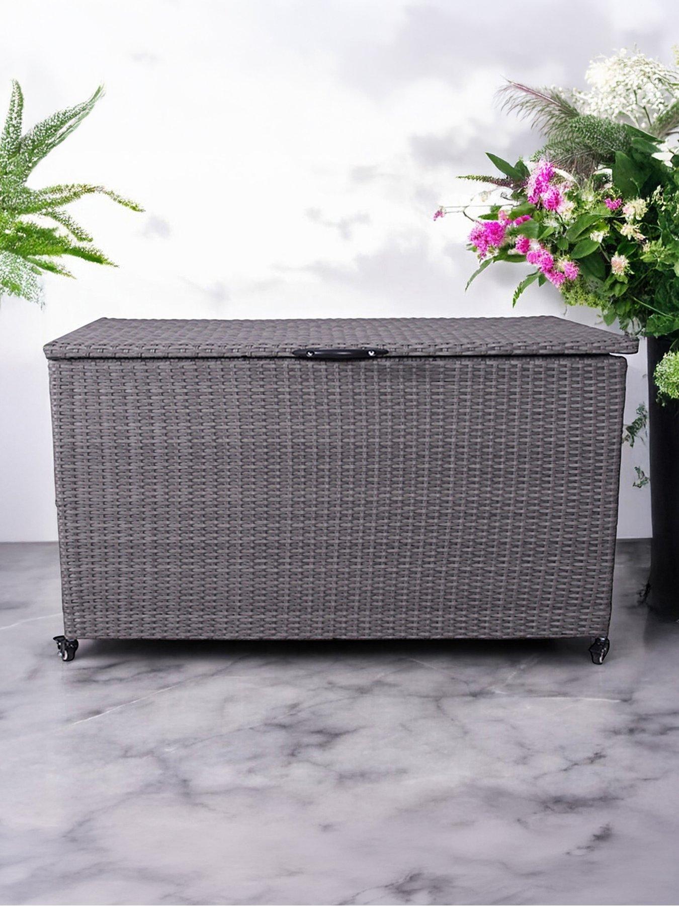 Royalcraft Charcoal Outdoor Cushion Storage Box - Rattan, Large, 826L