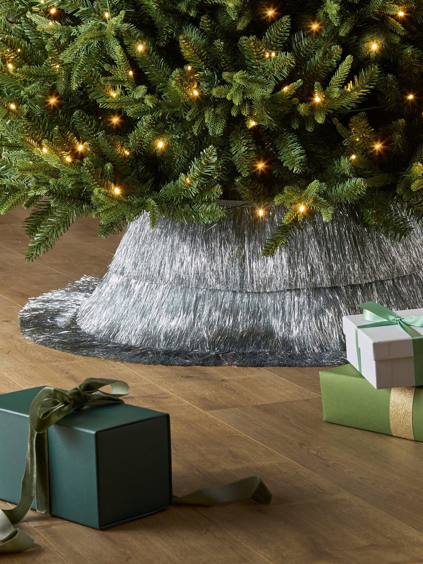 The Very Collection Tinsel Layered Christmas Tree Skirt - Silver