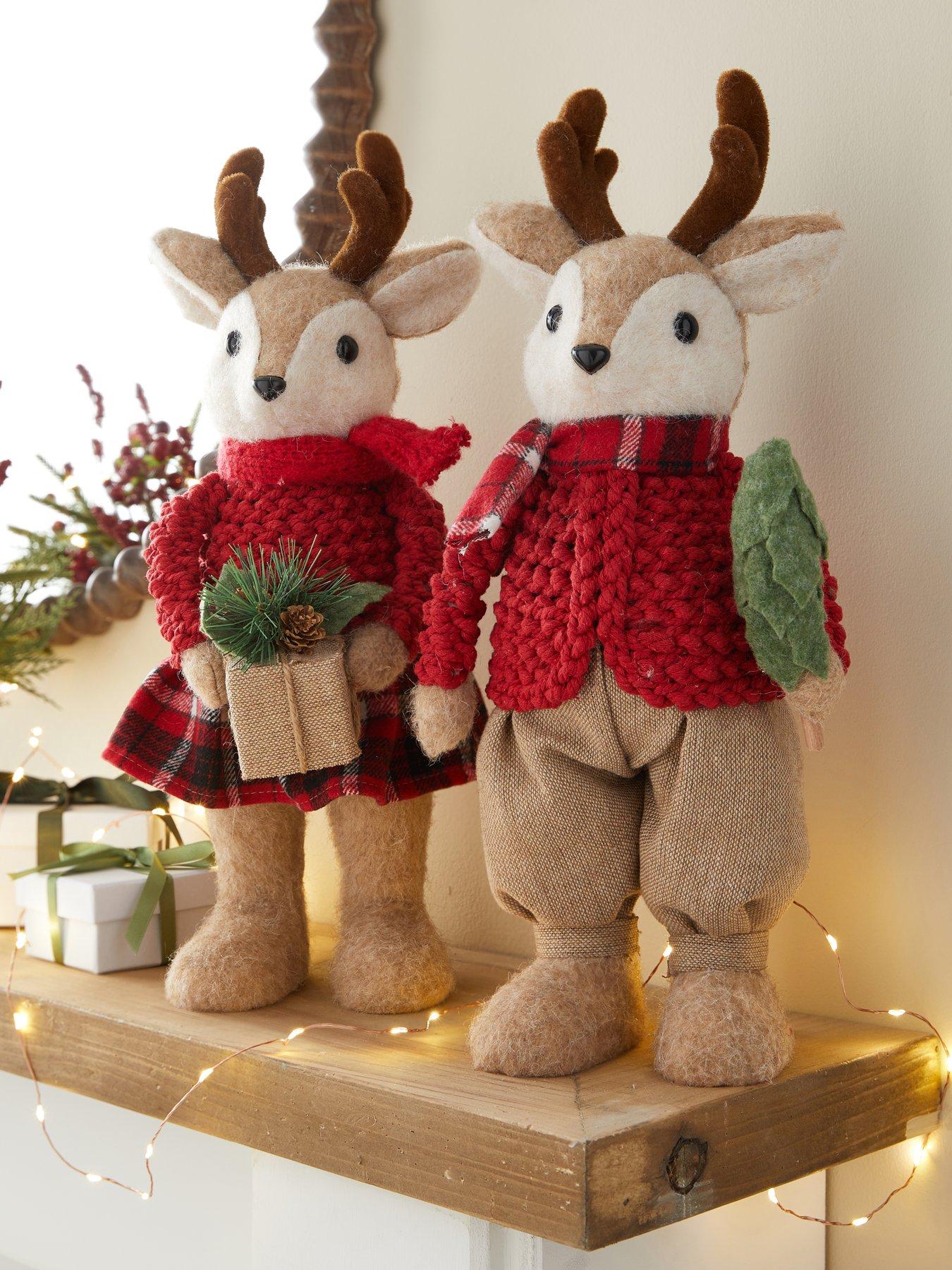 The Very Collection Set Of 2 Red Sweater Deer Boy  &  Girl