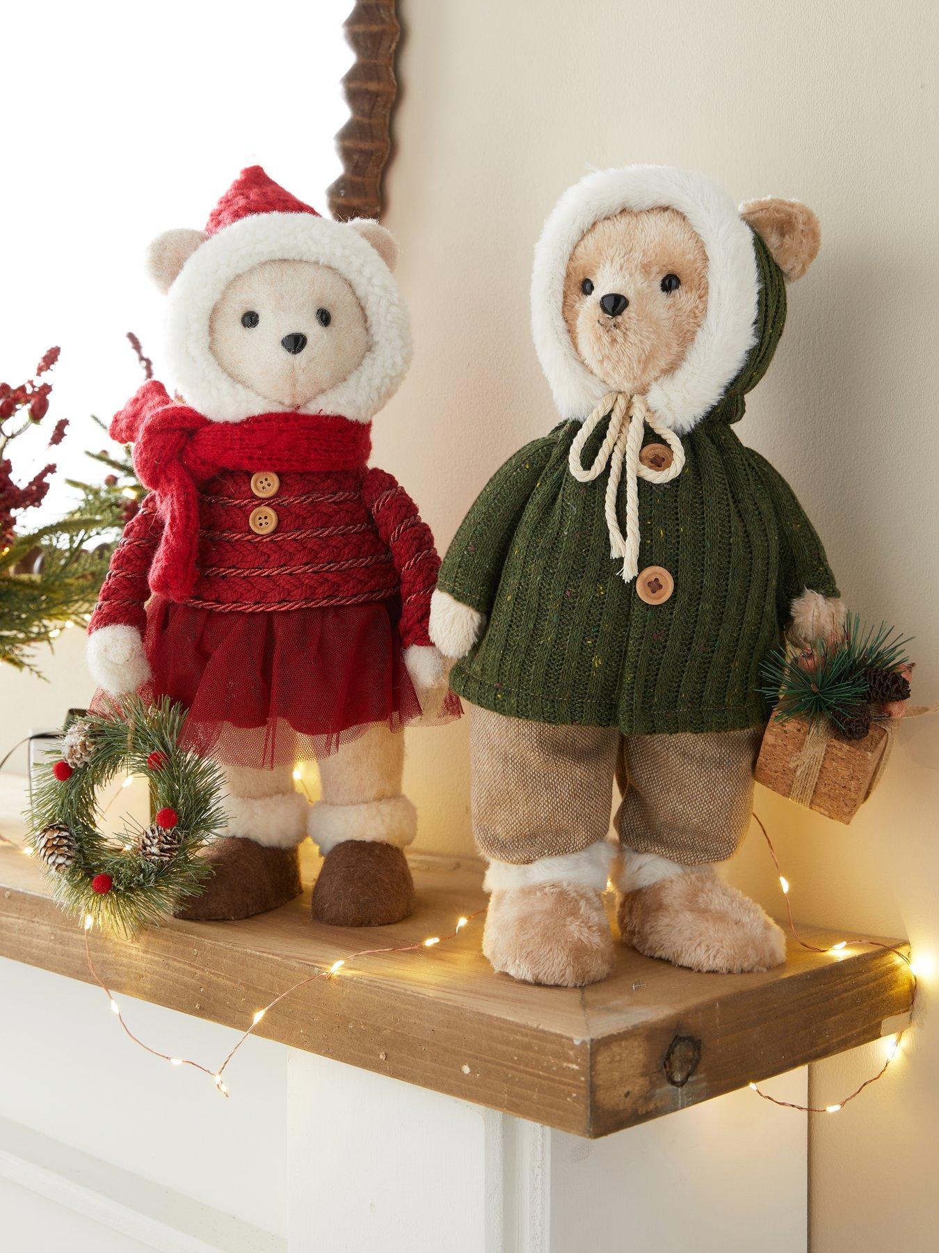 The Very Collection Set Of 2 Standing Christmas Bear Decorations in Multi