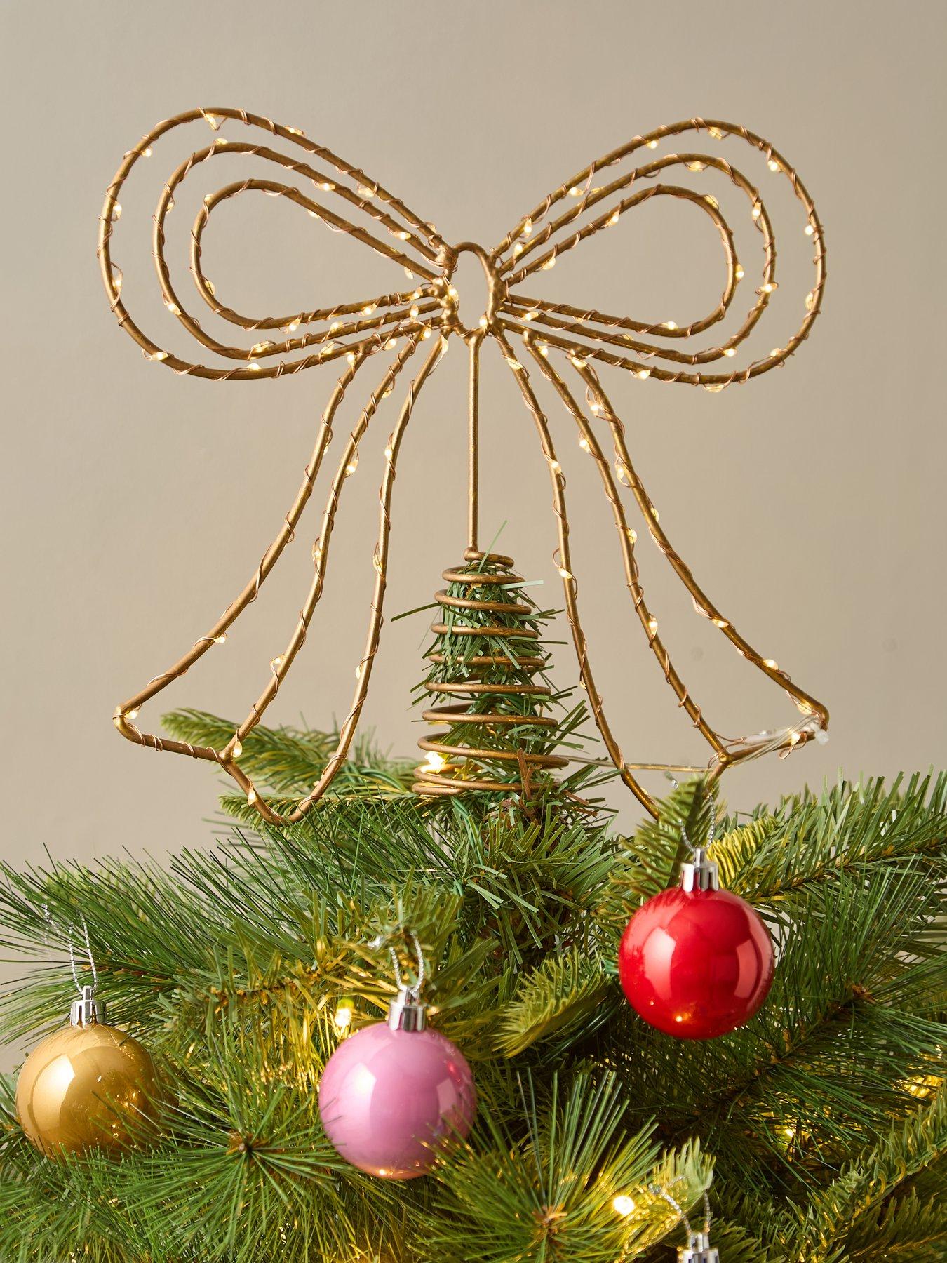 The Very Collection LED Metal Bow Christmas Tree Topper - 25 cm