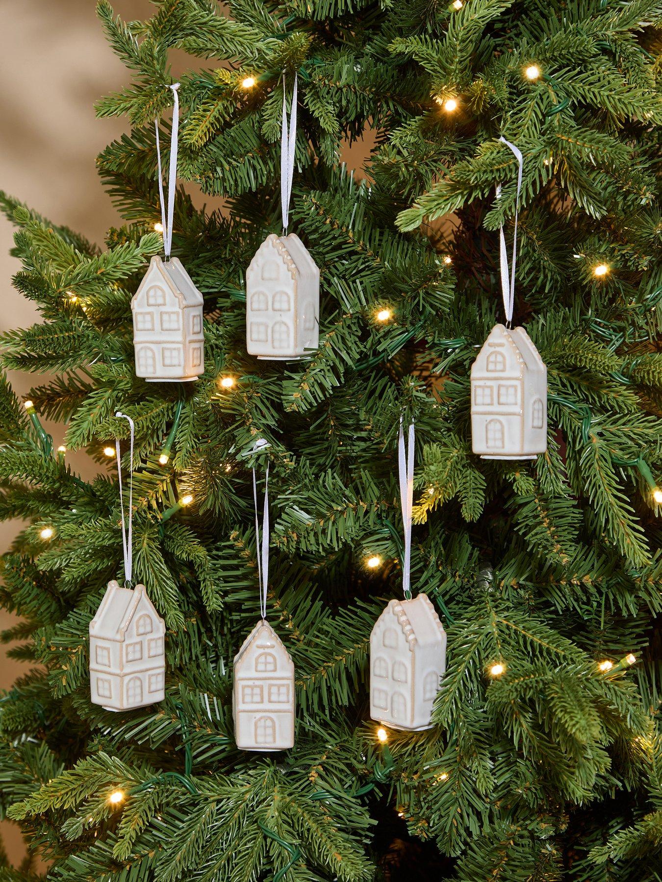 The Very Collection Set Of 6 Ceramics House Christmas Tree Baubles