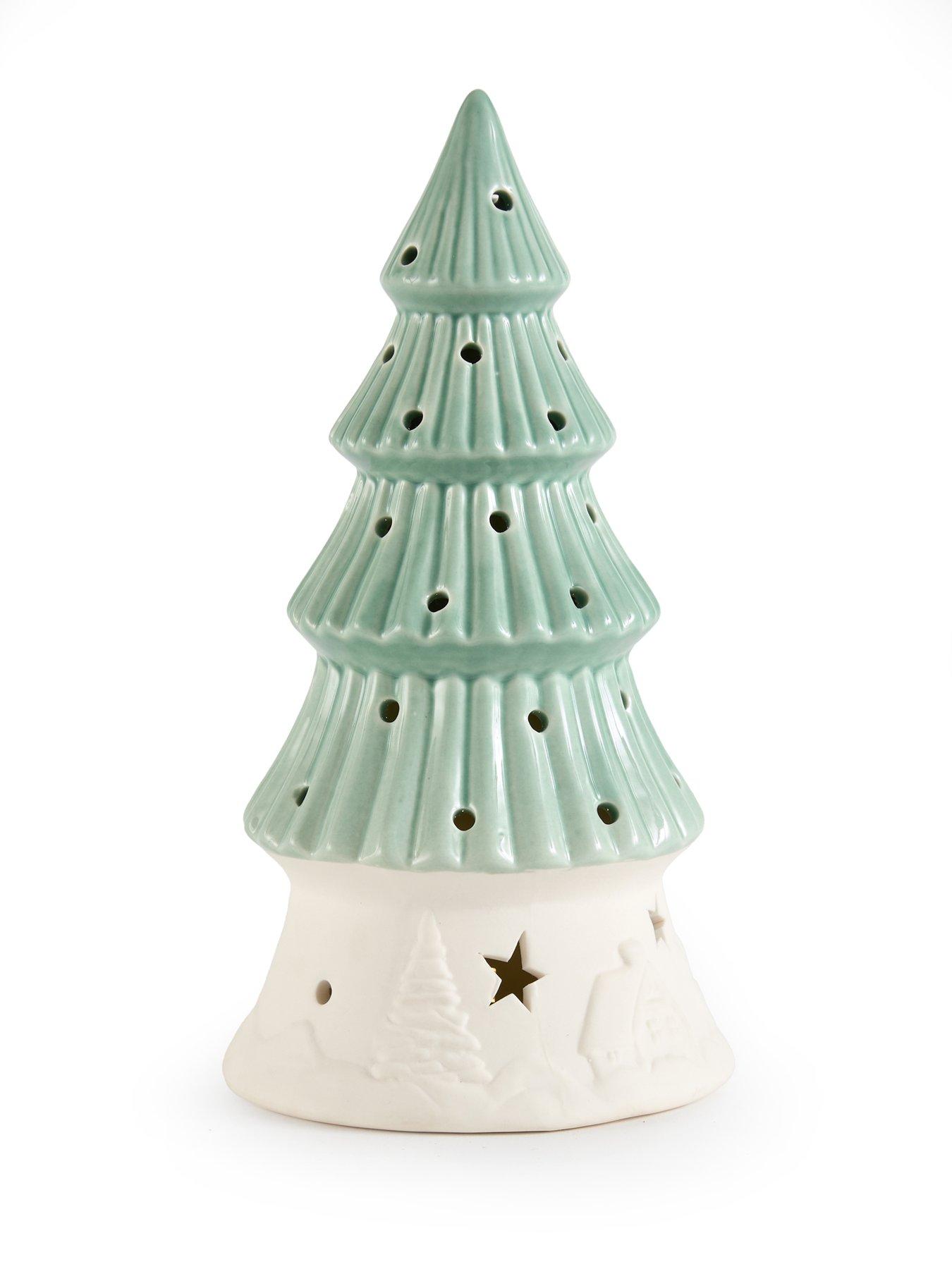 Image 4 of 7 of The Very Collection Set Of 2 Light Up Ceramic&nbsp;Christmas&nbsp;Trees