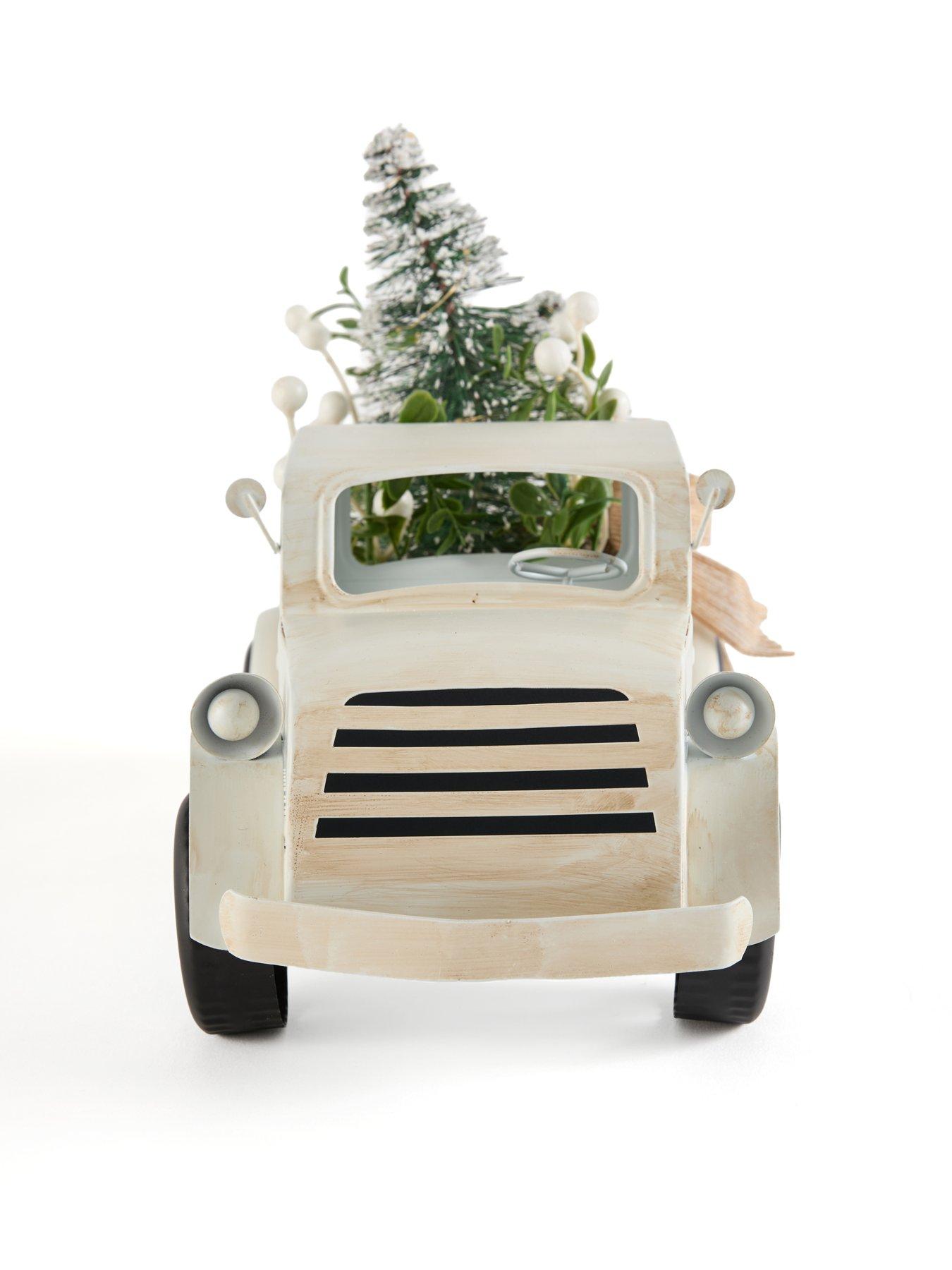 Image 2 of 7 of The Very Collection White&nbsp;Metal&nbsp;Truck Loading a Christmas Tree - Light Up Decoration