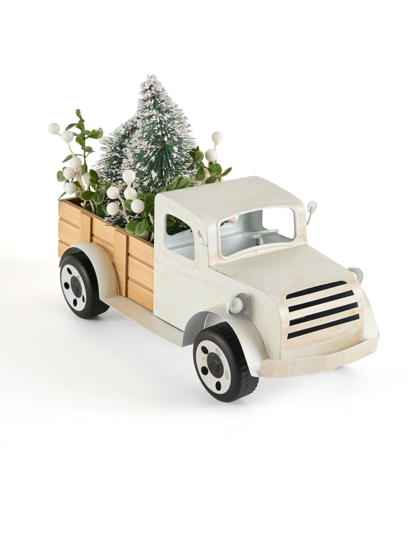 Image 4 of 7 of The Very Collection White&nbsp;Metal&nbsp;Truck Loading a Christmas Tree - Light Up Decoration