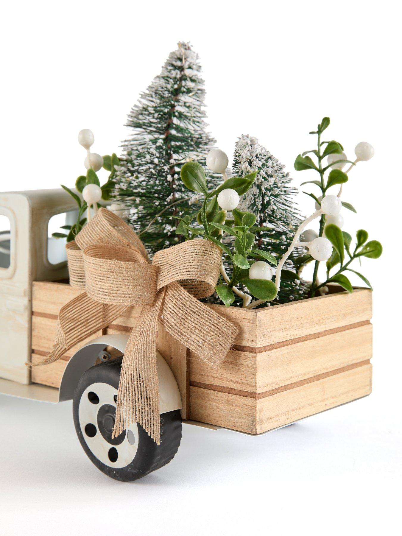 Image 5 of 7 of The Very Collection White&nbsp;Metal&nbsp;Truck Loading a Christmas Tree - Light Up Decoration