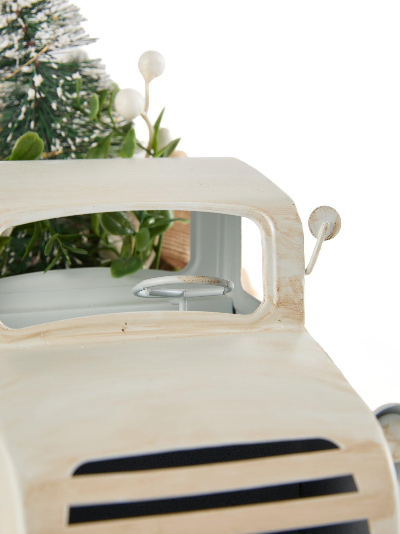 Image 7 of 7 of The Very Collection White&nbsp;Metal&nbsp;Truck Loading a Christmas Tree - Light Up Decoration
