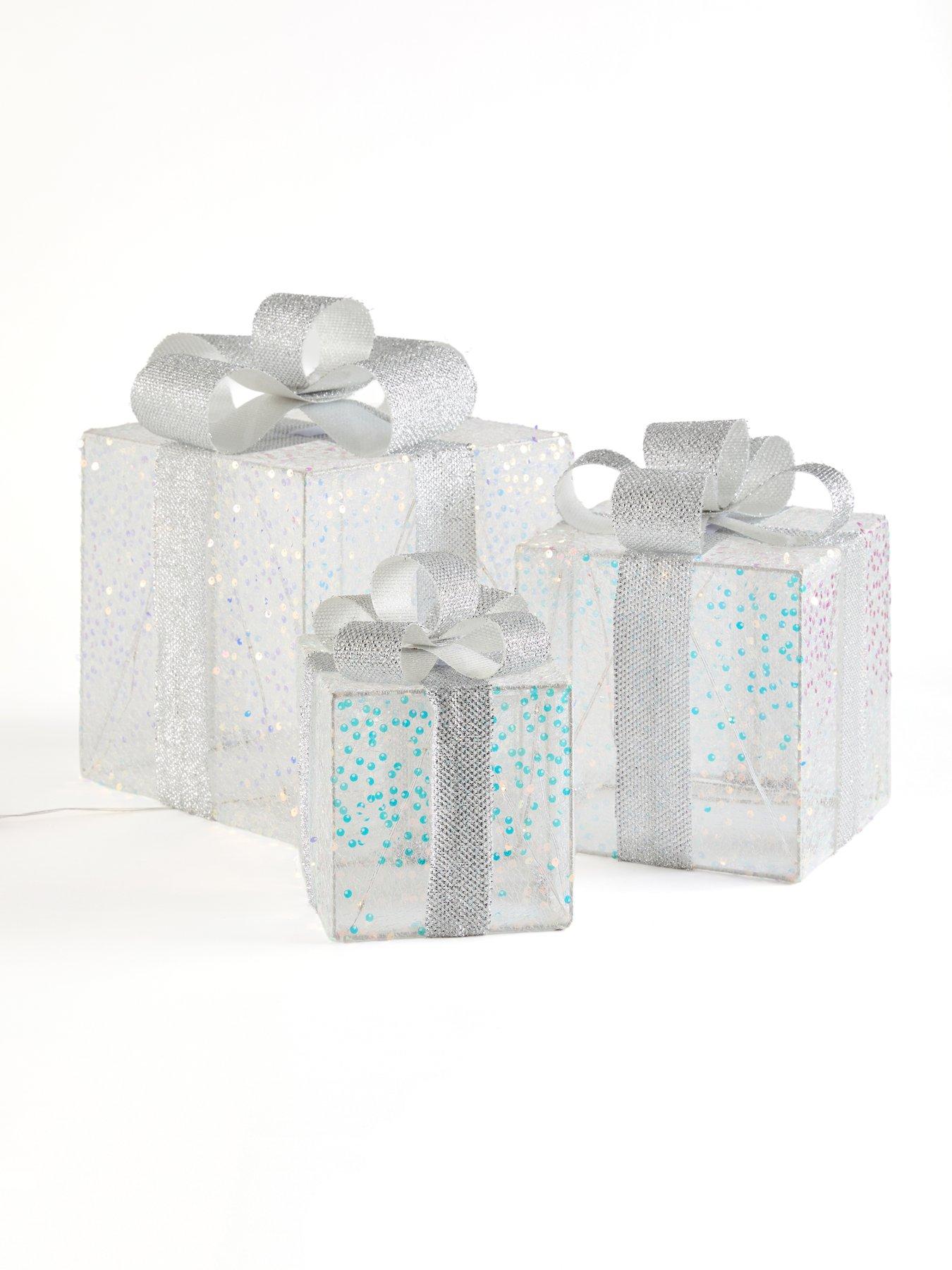 Image 2 of 7 of The Very Collection Set Of 3 LED Gift Box Christmas Decorations