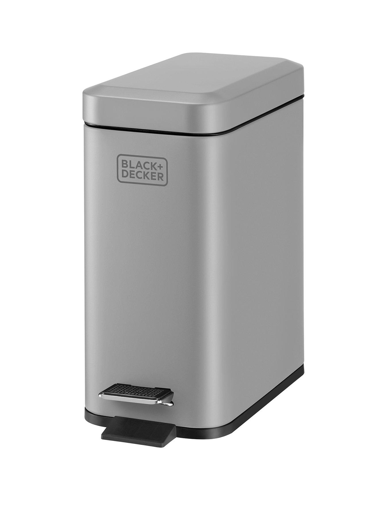 black-decker-bd-5l-slimline-soft-close-pedal-bin-greystillFront