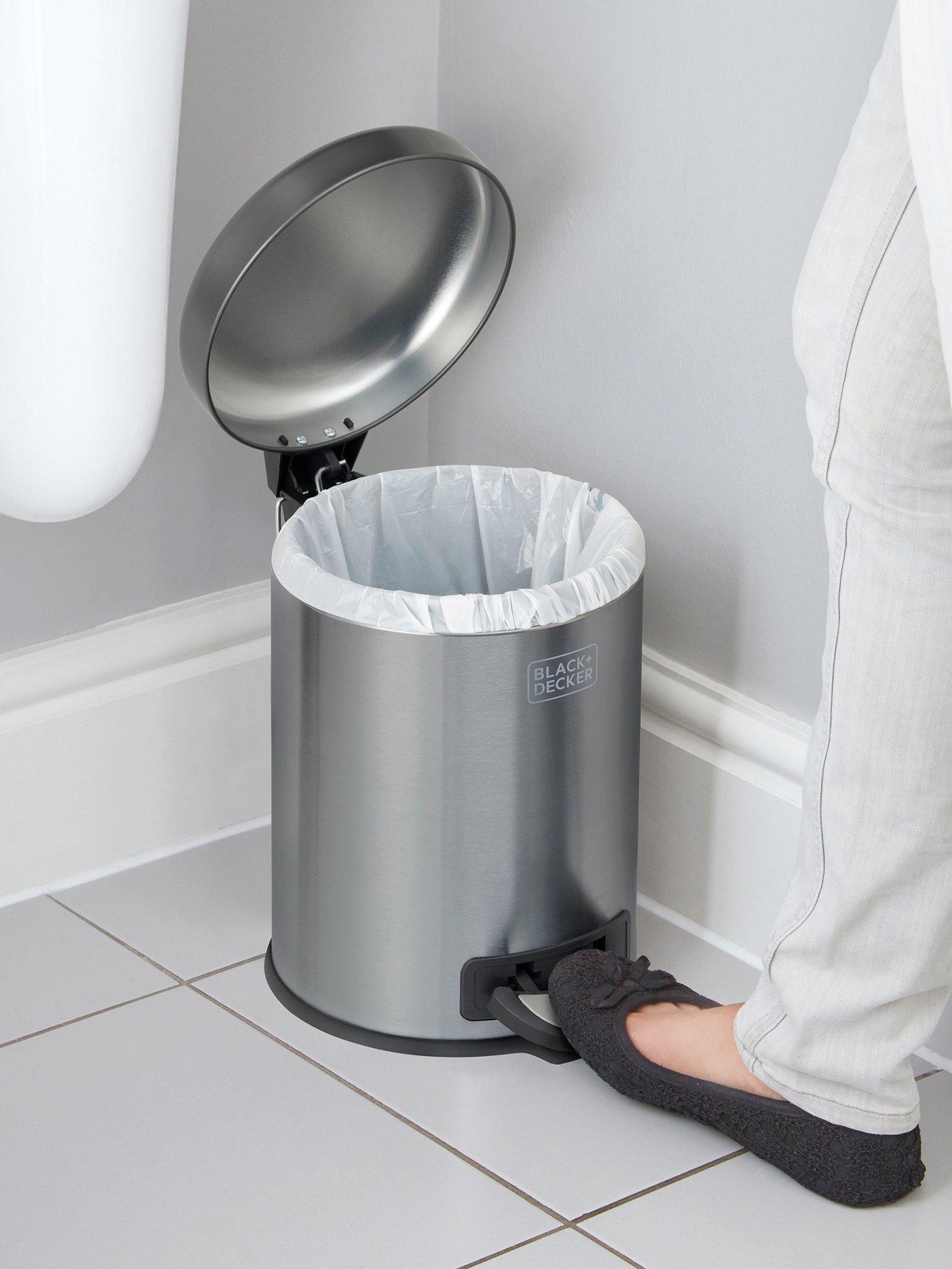 black-decker-bd-5l-dome-lid-pedal-bin-dark-stainless-steelback