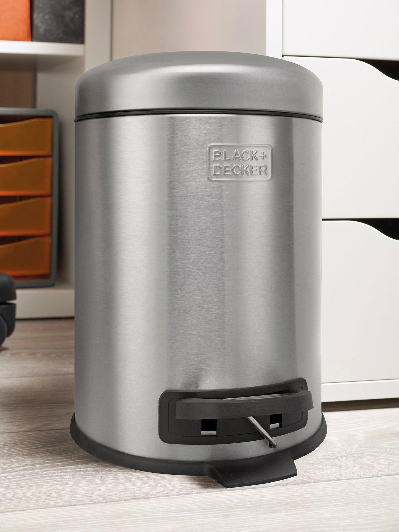 black-decker-bd-5l-dome-lid-pedal-bin-stainless-steelfront