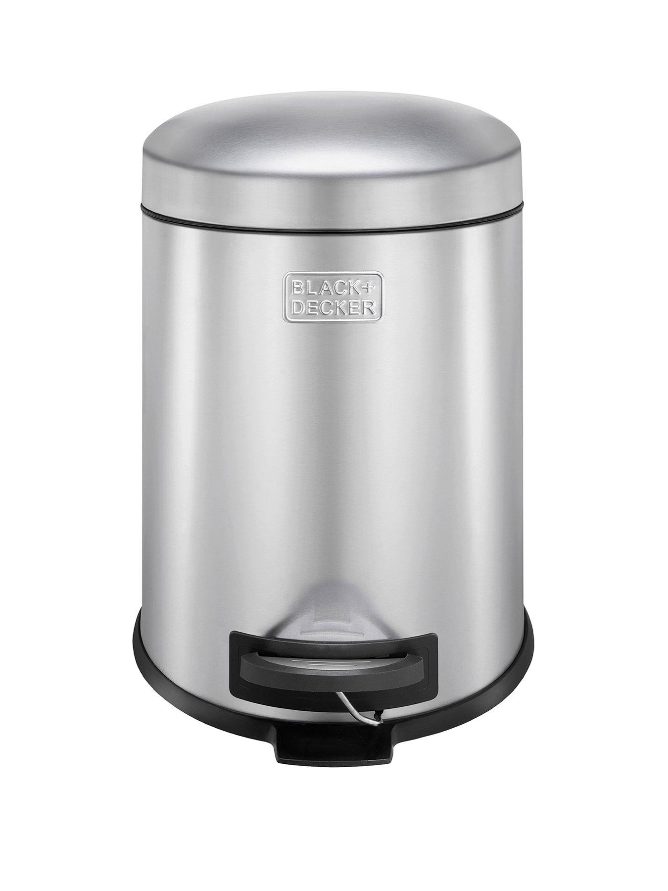 black-decker-bd-5l-dome-lid-pedal-bin-stainless-steelstillFront
