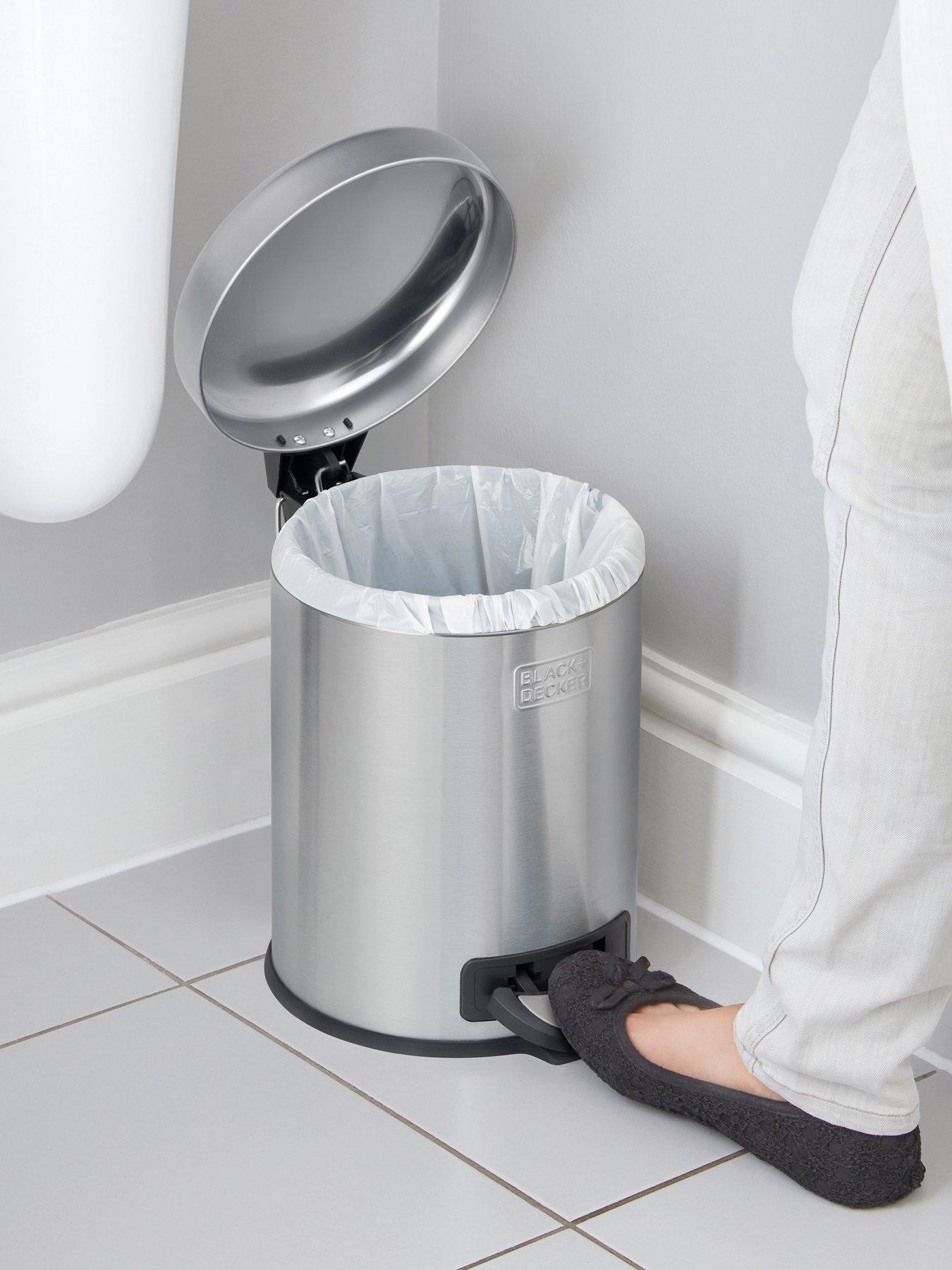 black-decker-bd-5l-dome-lid-pedal-bin-stainless-steelback