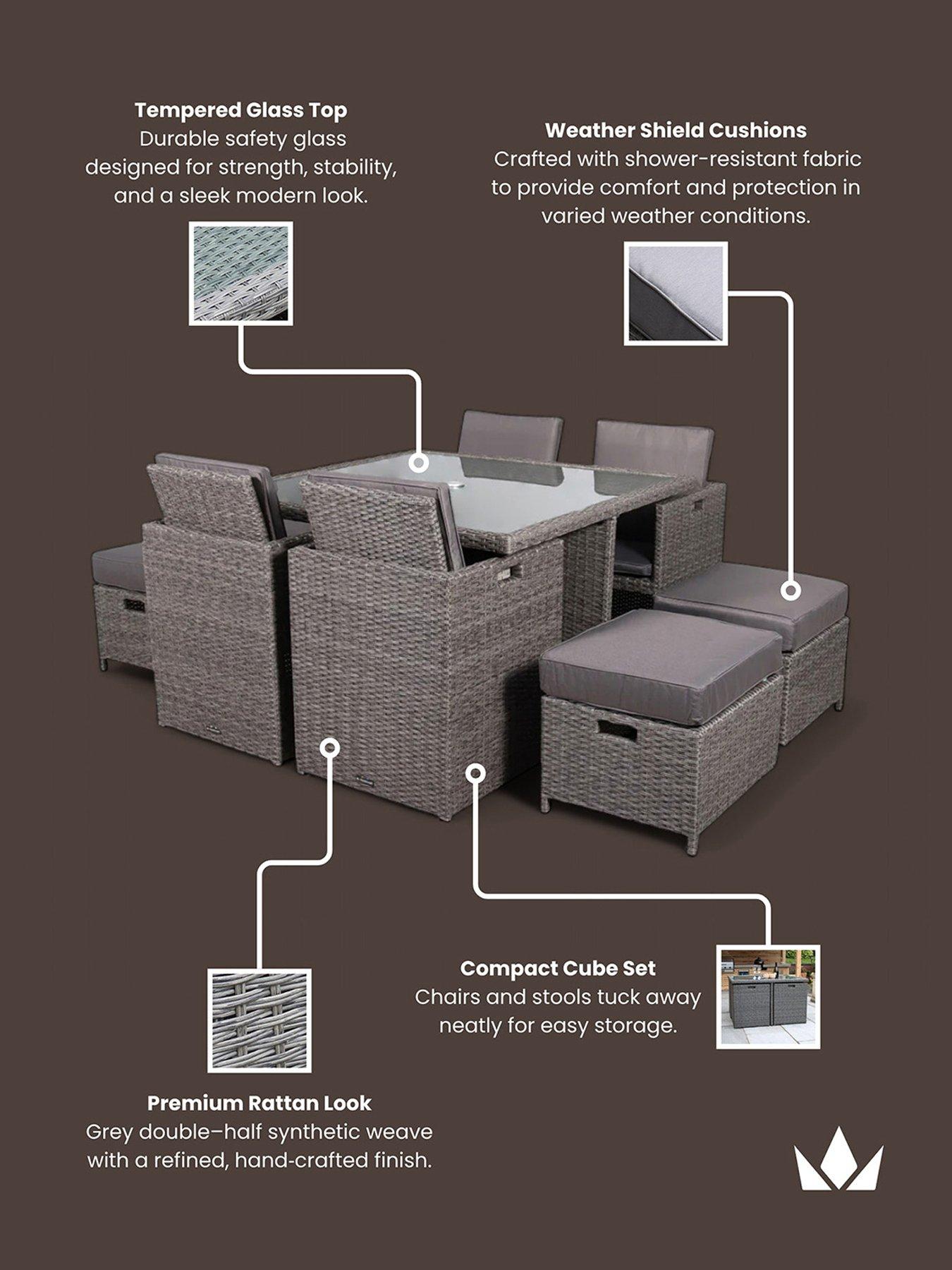 Image 6 of 6 of Royalcraft Paris 8-Seater Cube Outdoor&nbsp;Dining Set
