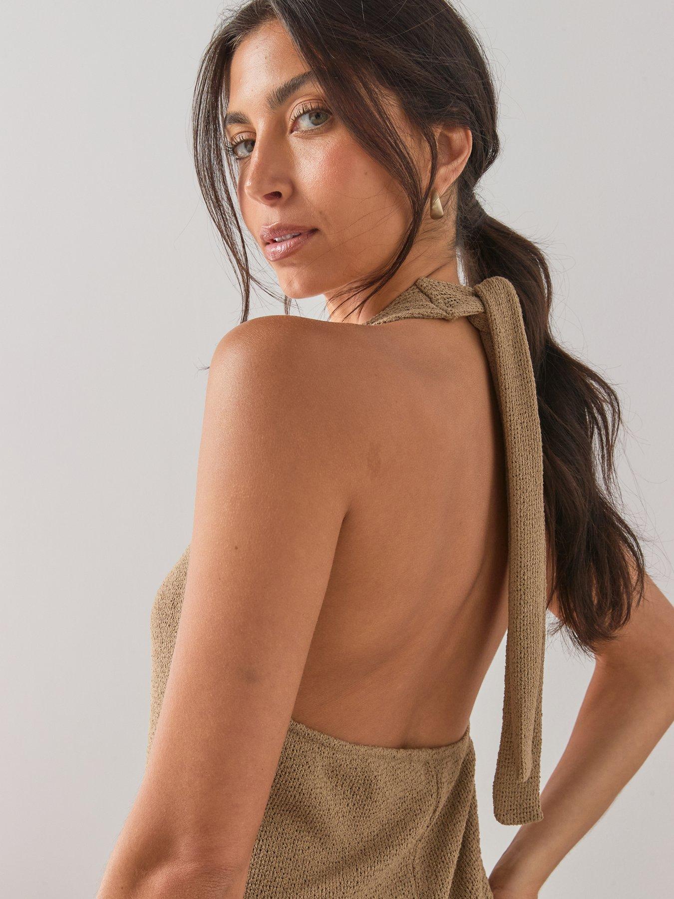 Image 6 of 6 of The Very Collection Halter Maxi Dress- Neutral