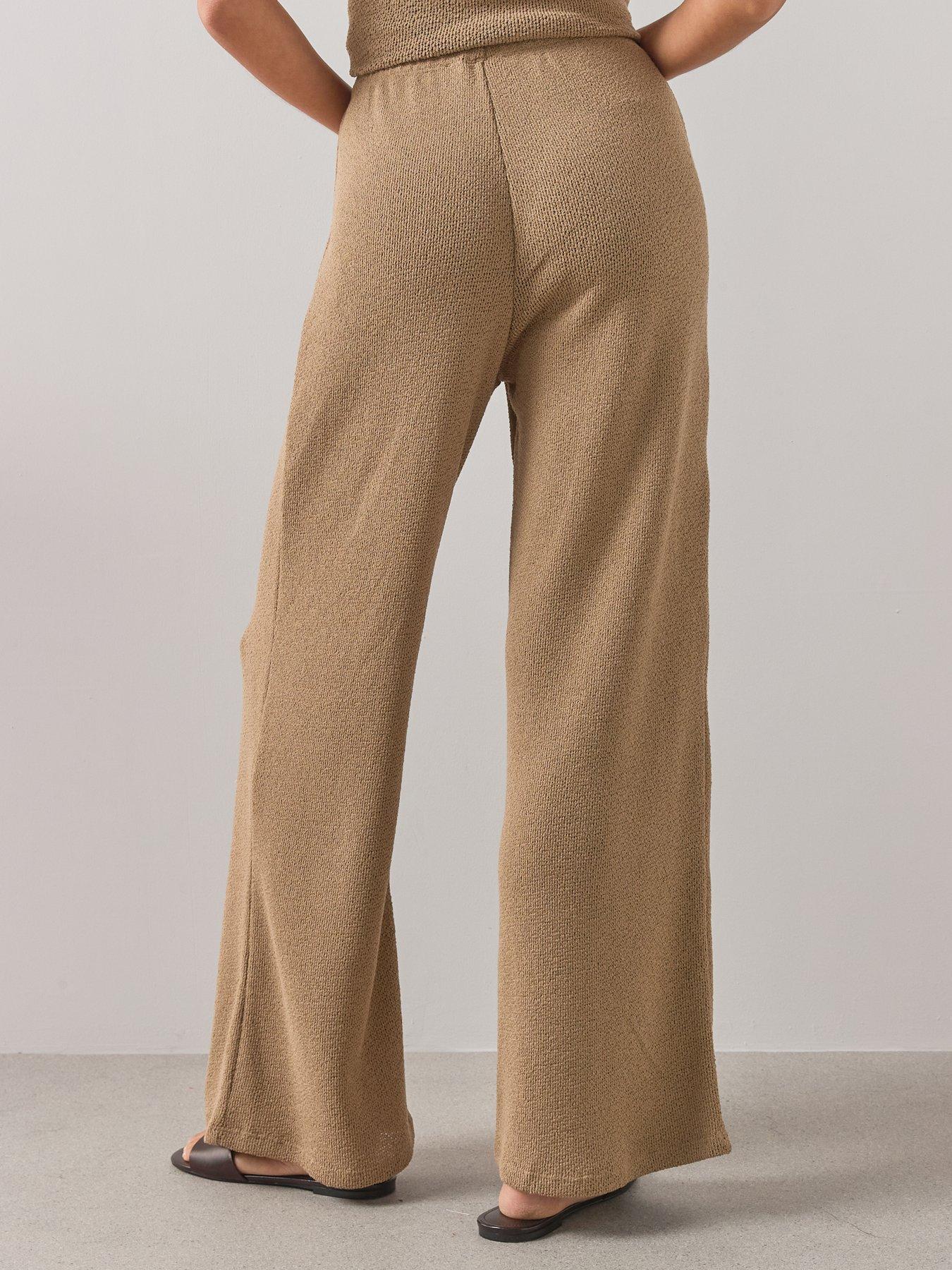 Image 2 of 6 of The Very Collection Textured Wide Leg Co-ord Trousers- Neutral