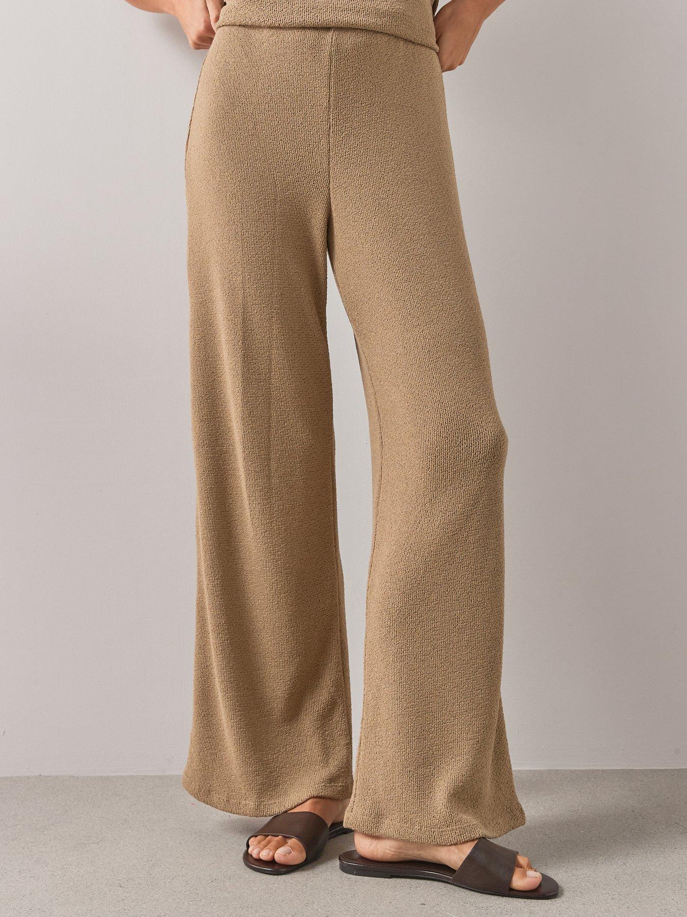 Image 3 of 6 of The Very Collection Textured Wide Leg Co-ord Trousers- Neutral