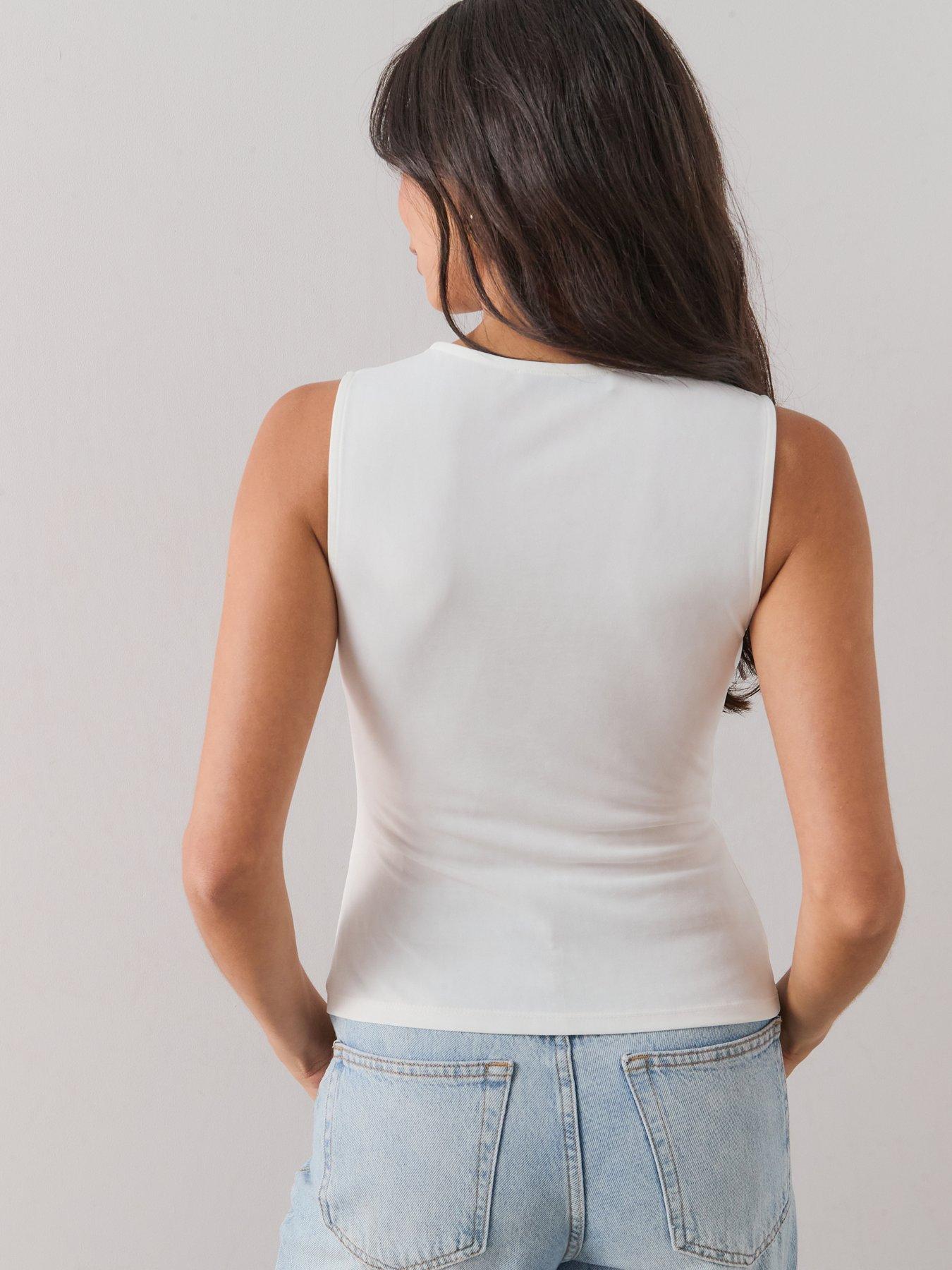 Image 2 of 5 of The Very Collection Cut Out Draped Top - Ecru