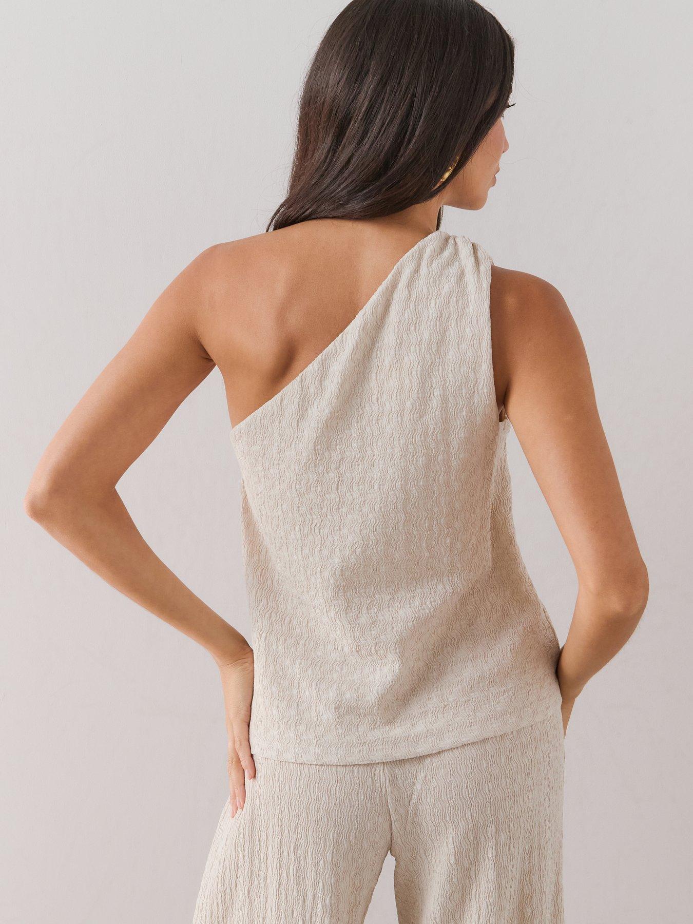Image 2 of 7 of The Very Collection One Shoulder Textured Top - Cream