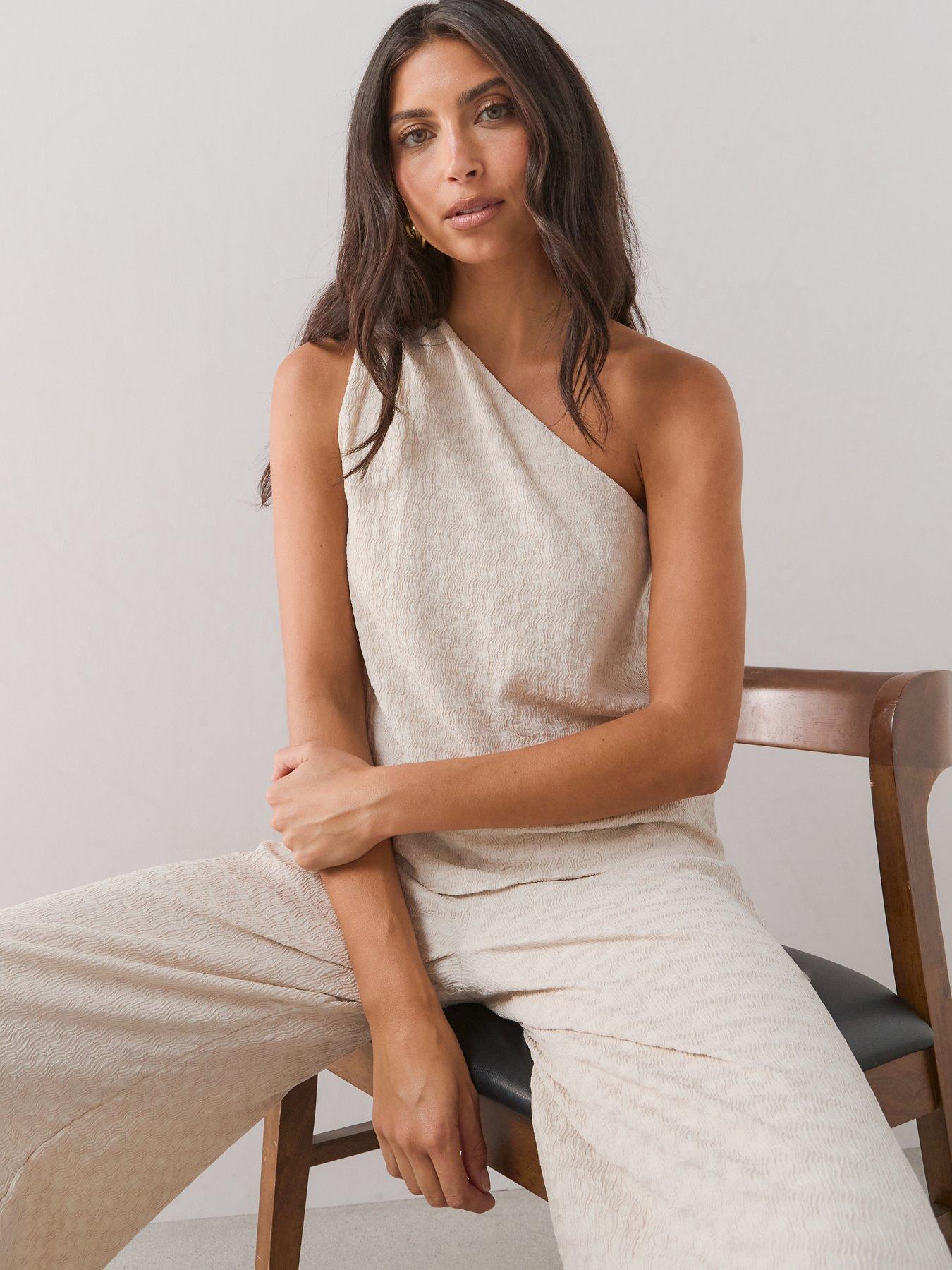 Image 4 of 7 of The Very Collection One Shoulder Textured Top - Cream