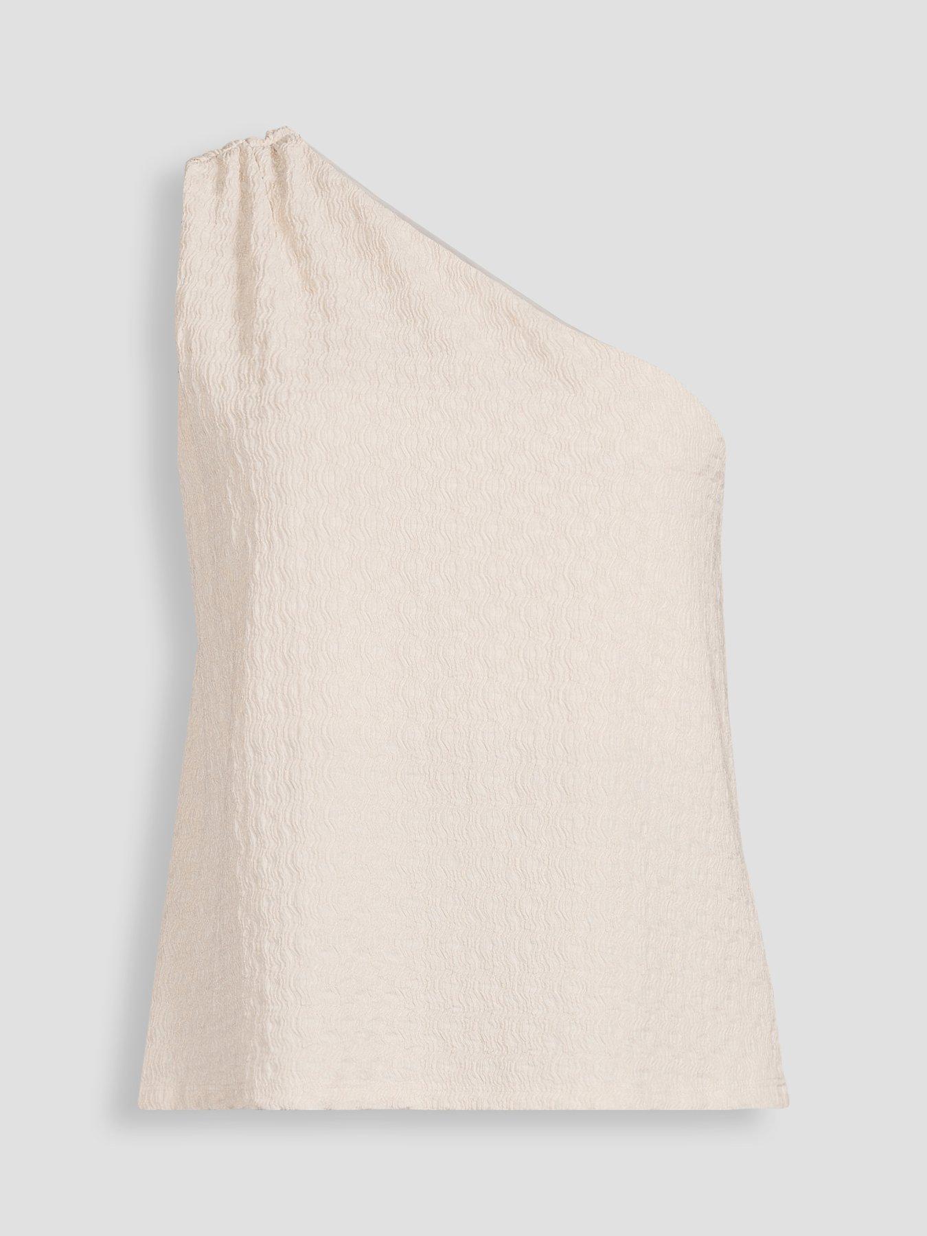 Image 7 of 7 of The Very Collection One Shoulder Textured Top - Cream