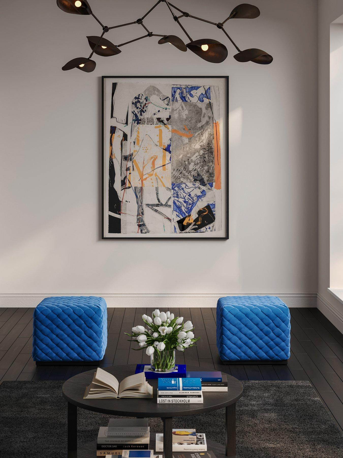 Image 1 of 4 of LPD Home Colline Small Cobalt Pouffe