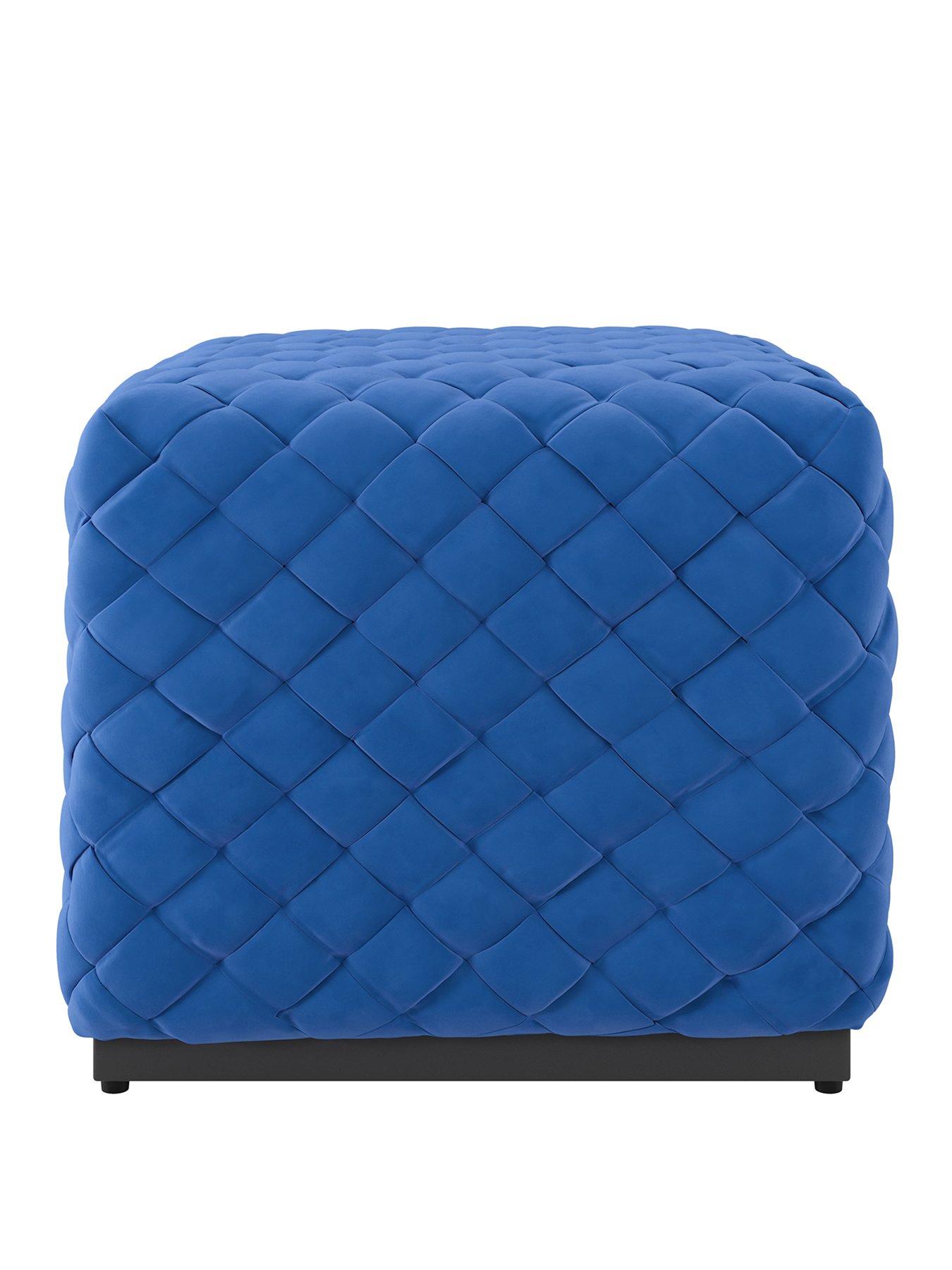 Image 2 of 4 of LPD Home Colline Small Cobalt Pouffe