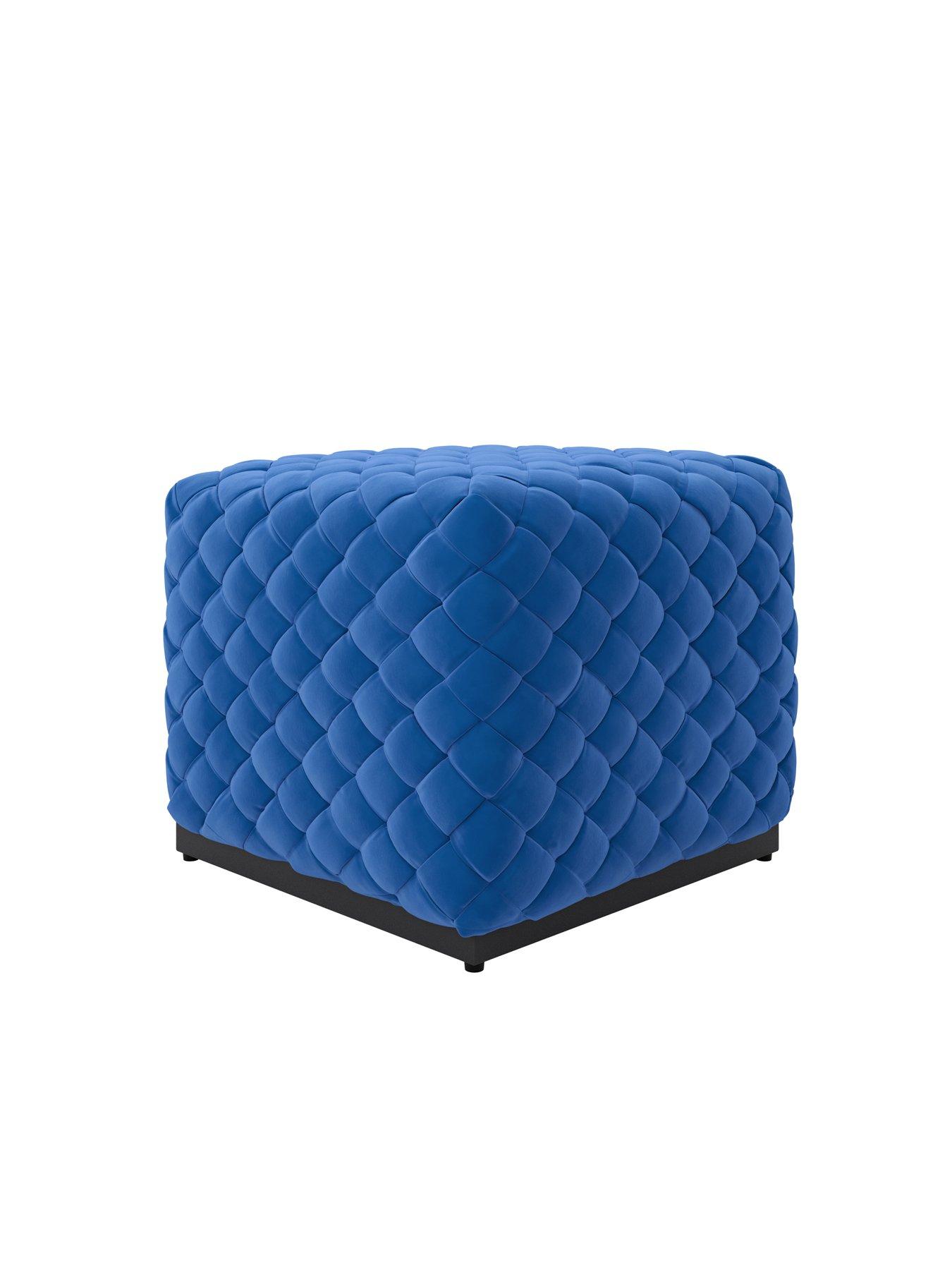 Image 3 of 4 of LPD Home Colline Small Cobalt Pouffe