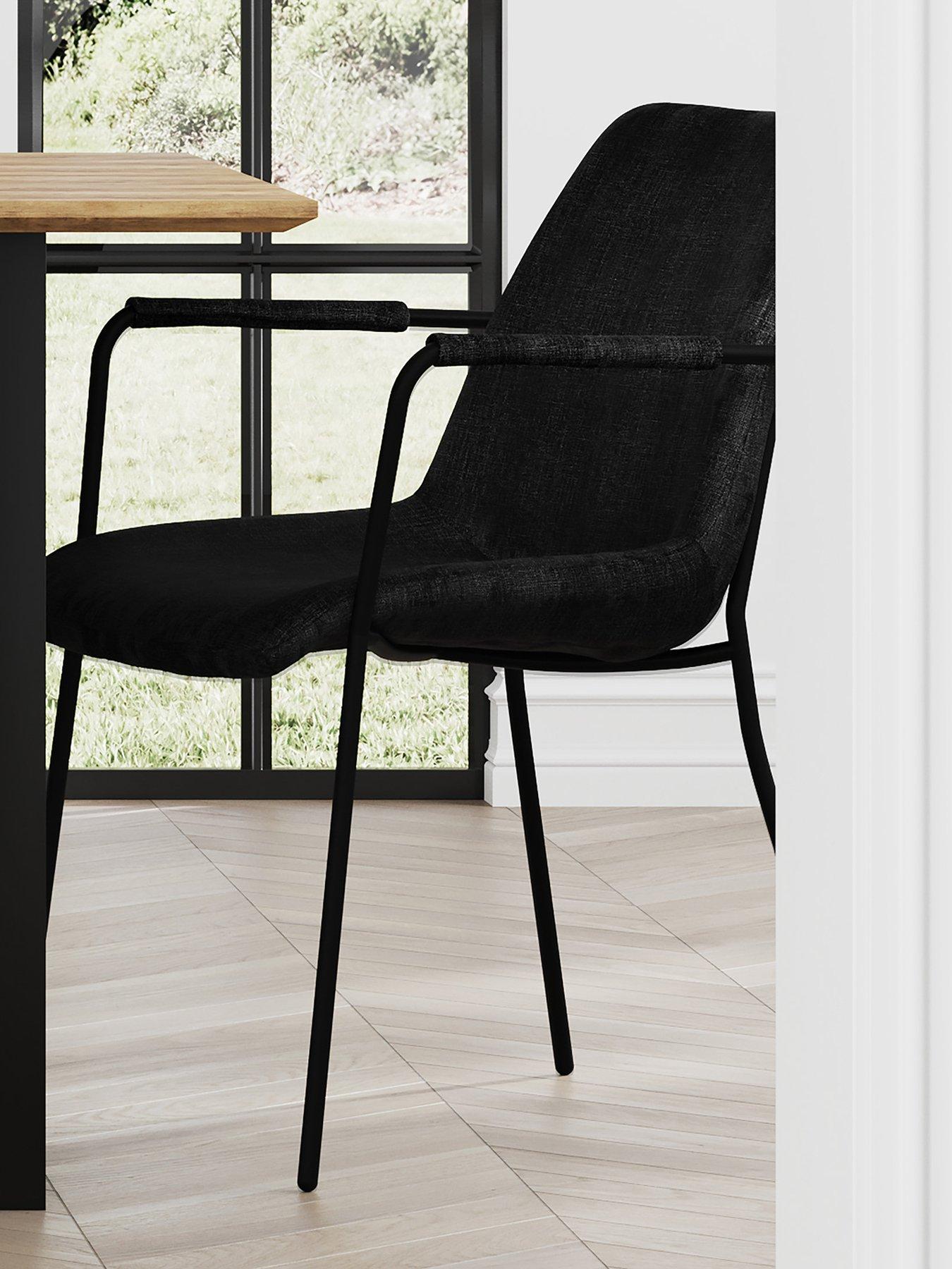 LPD Home Set Of 2 Carlo Black Dining Chairs With Arms