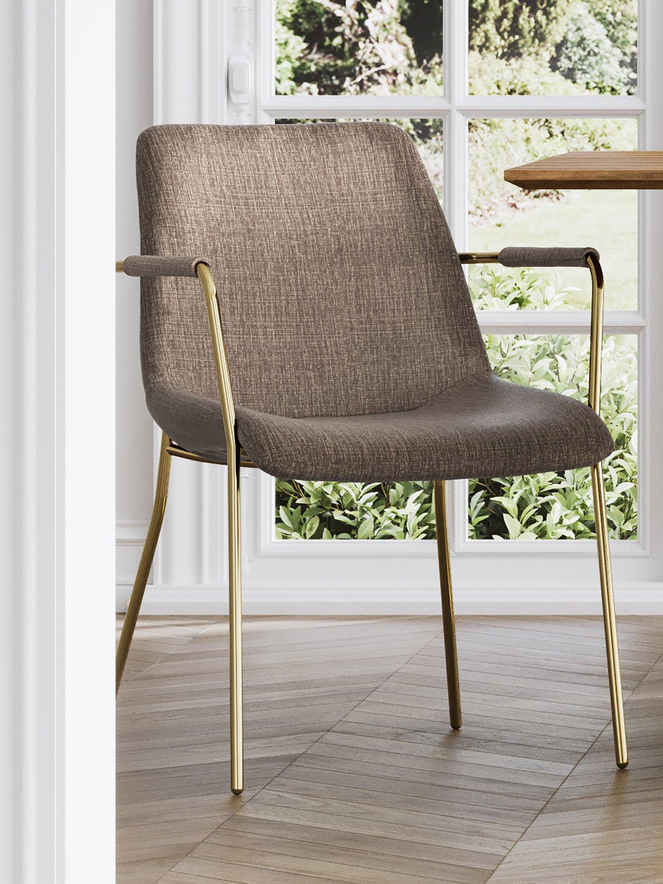 LPD Home Set Of 2 Carlo Taupe Dining Chairs With Arms