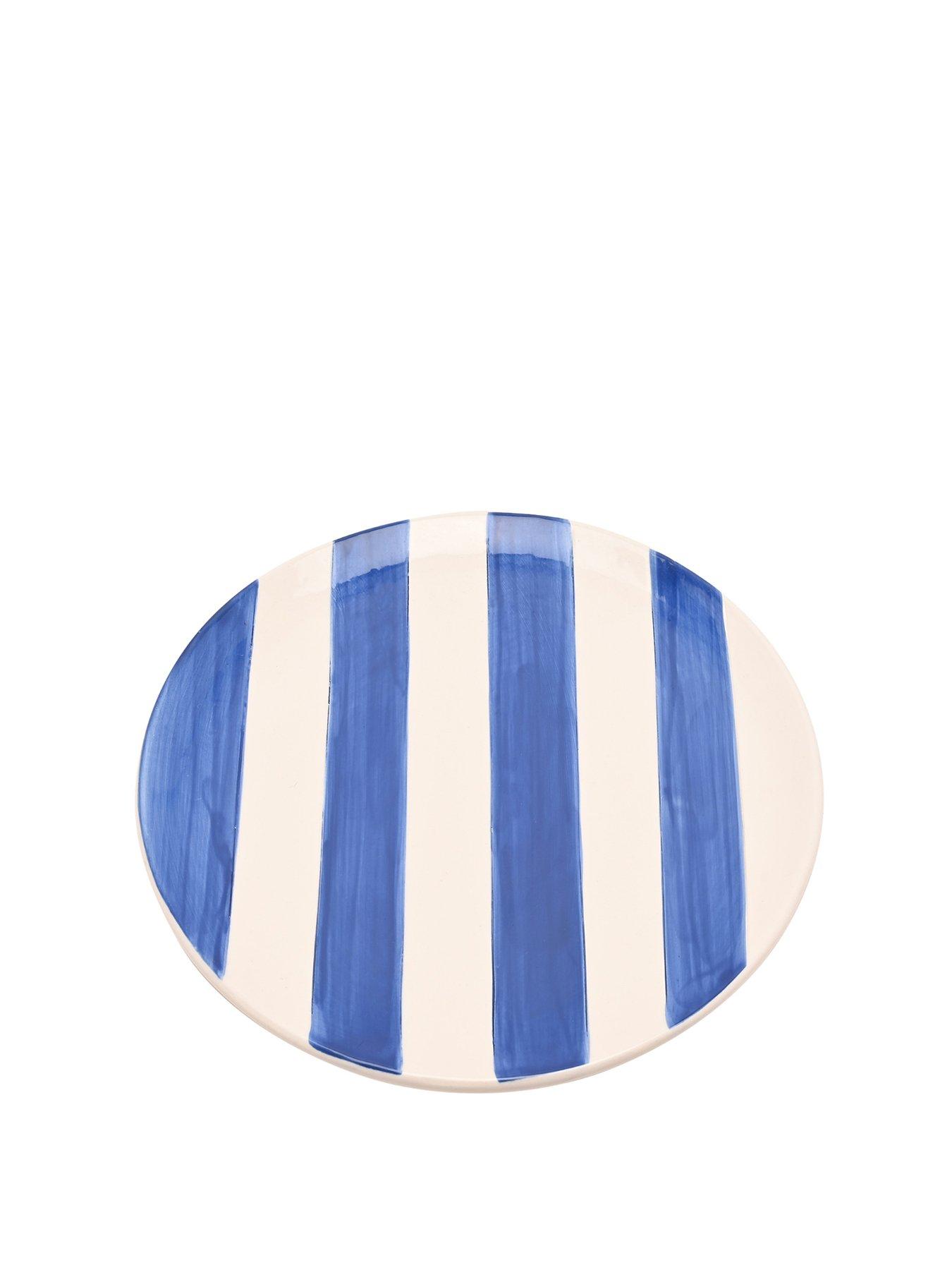 hestia-blue-white-striped-plate-27cm-set-of-4front