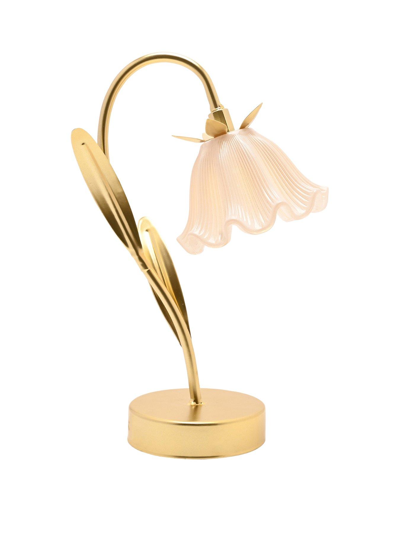 Image 1 of 4 of Hestia Floral 2 Stem Led Table Lamp - Gold